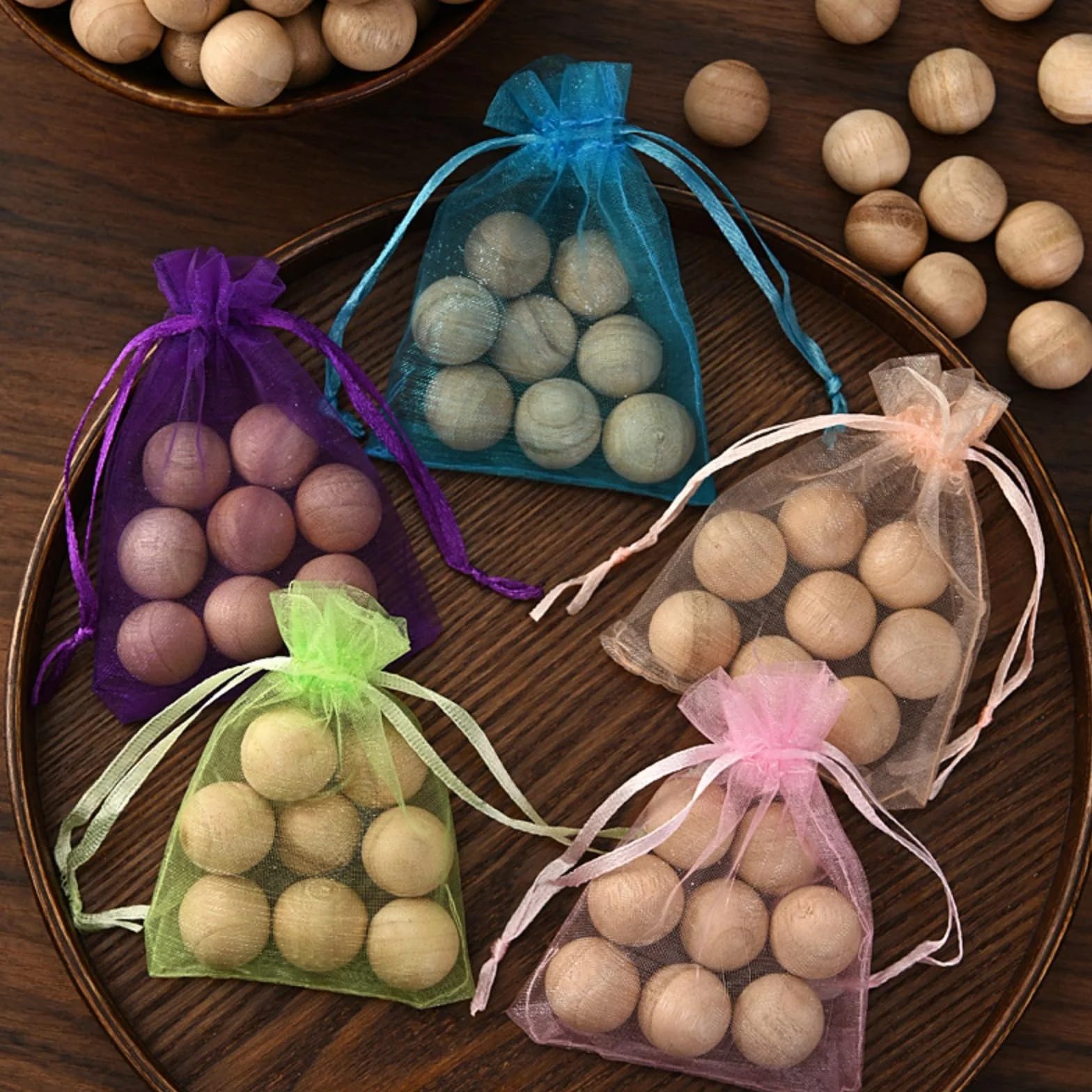 50 Bolas de Cedro Antipolillas, Antipolillas Naturales para Armario