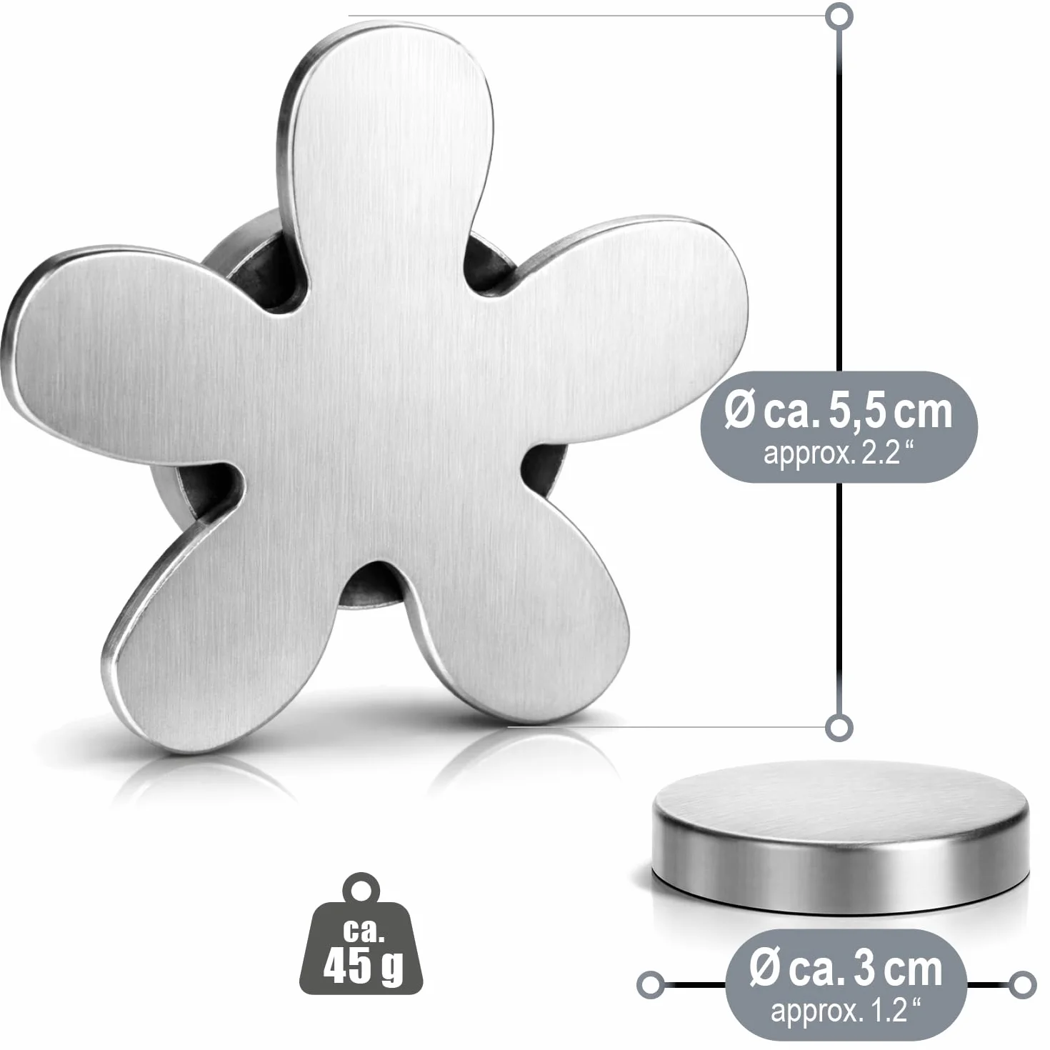 com-four® 4X Pesos Mantel magnéticos Acero Inoxidable - Pinzas Pesadas con imán - Clips sujeción Mesa