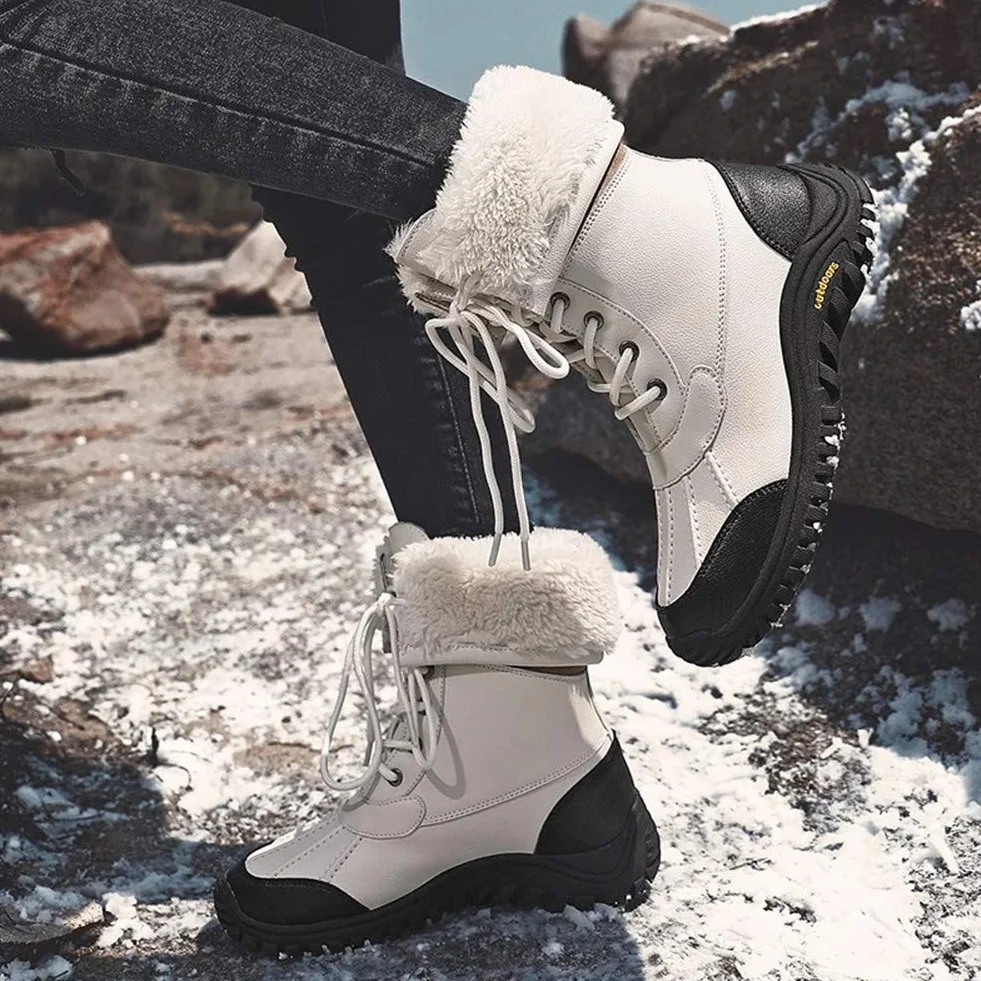 Mujer Botas de Nieve Impermeables Invierno Clima frío Aislamiento cálido Media Pantorrilla Forradas Piel sintética