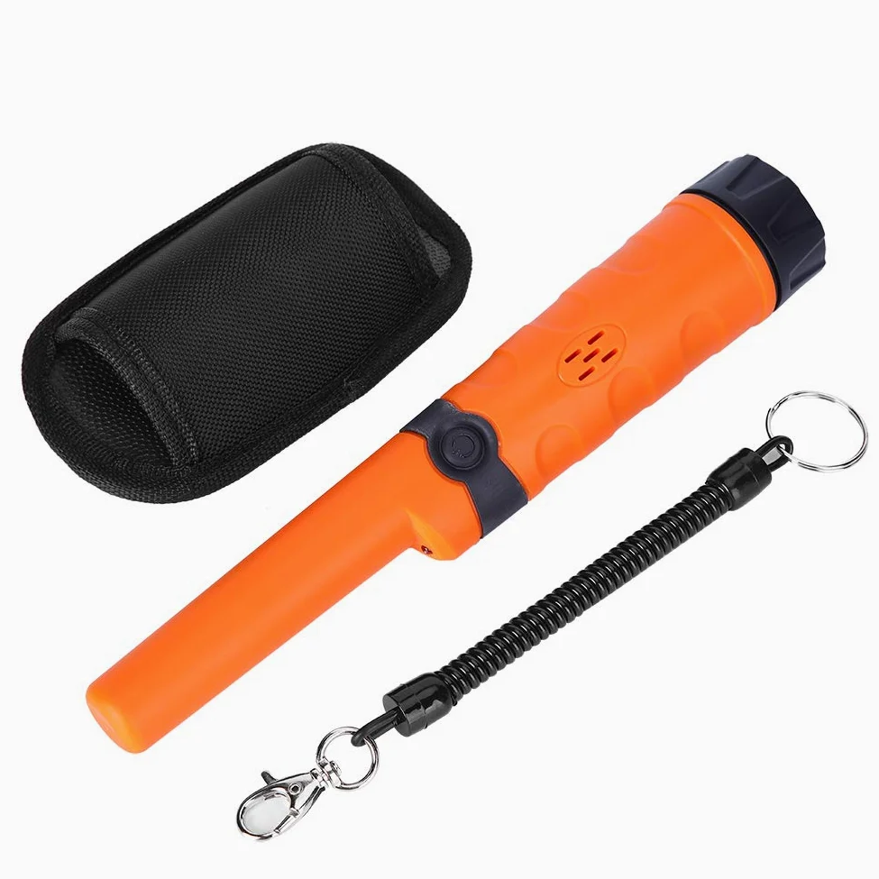 Gonetre Detector de Metales de Mano, Puntero Impermeable con Linterna LED para Detección en Exteriores (Naranja)