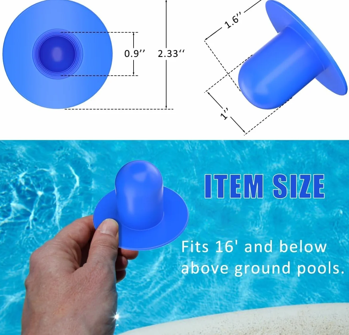 4PCS Tapones de Pared para Piscina, Tapones de Repuesto para Piscina, Tapón de Agujero para Filtro de Bomba, Tapones para Piscina sobre el Suelo