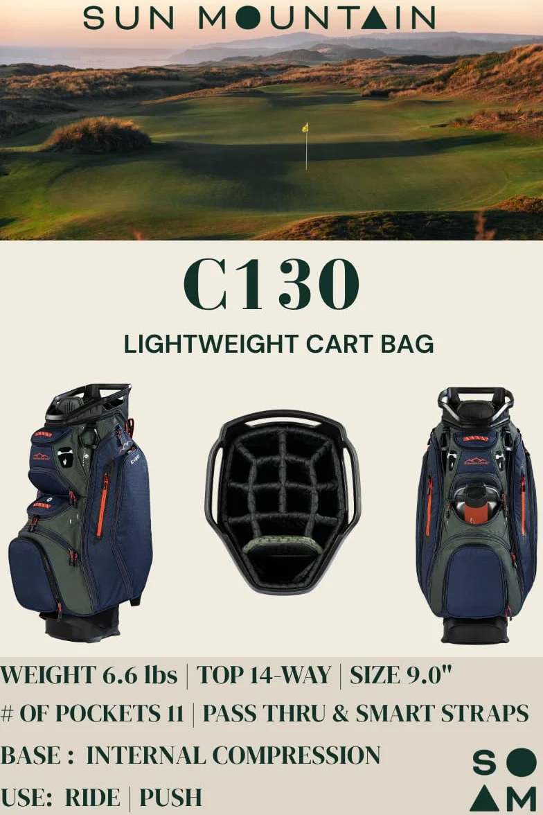 Sun Mountain C130 Bolsa de Golf Ligera para Hombre 14 vías 2026