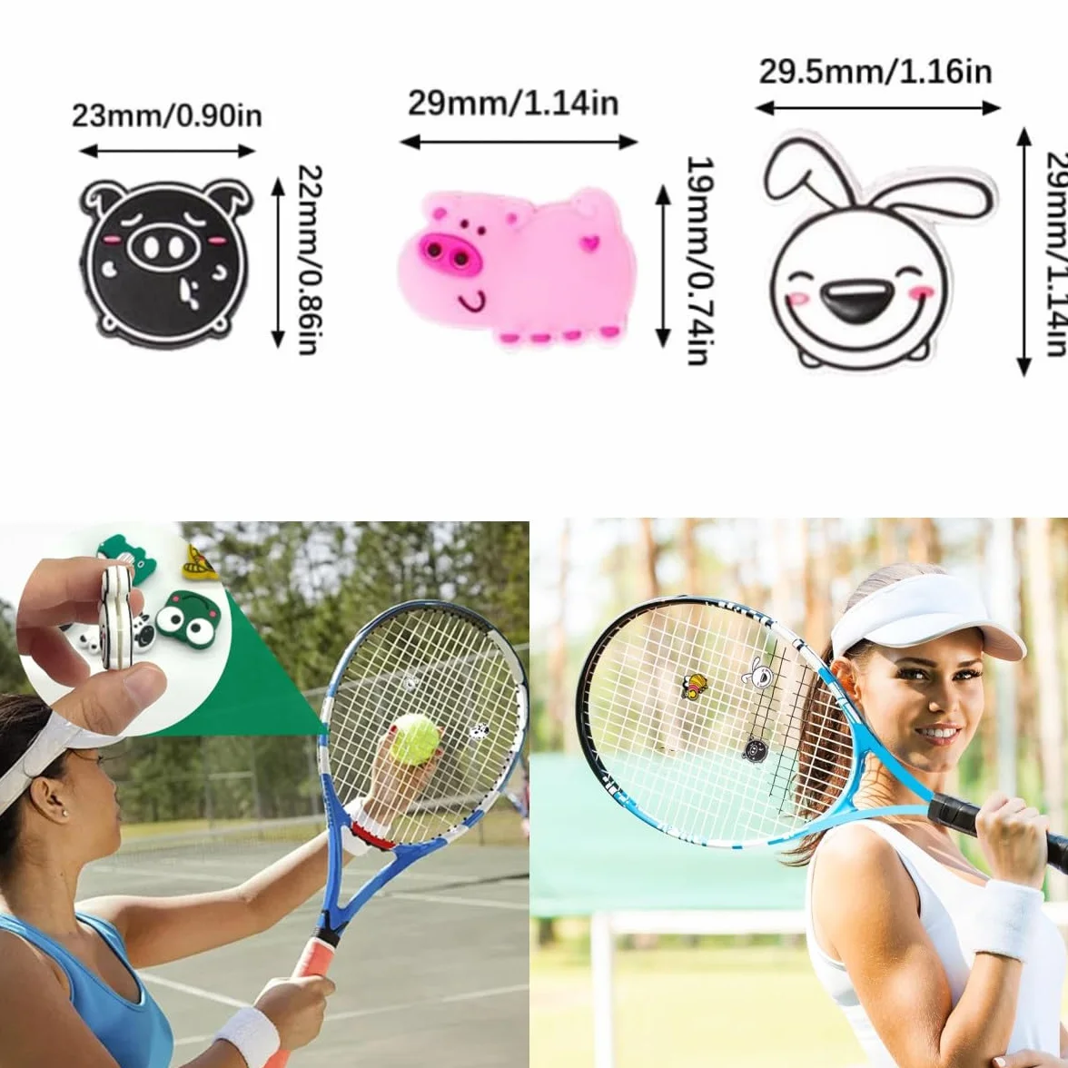 10 Piezas Amortiguador de Silicona para Raqueta de Tenis con Estampado Animal