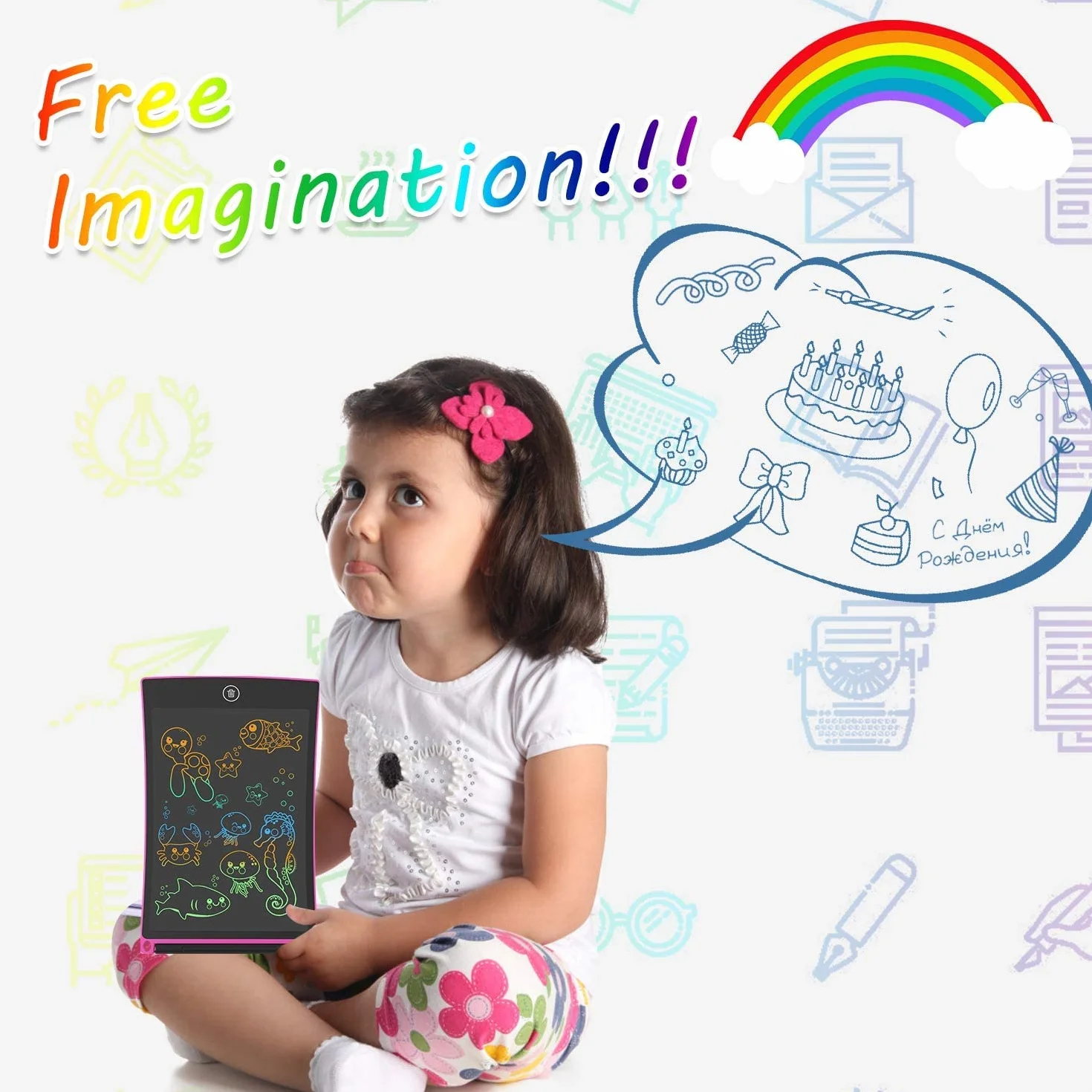 GUYUCOM Tableta de Escritura LCD 8.5 Pulgadas Tablero de Dibujo Electrónico con Bloqueo de Pantalla Rosa