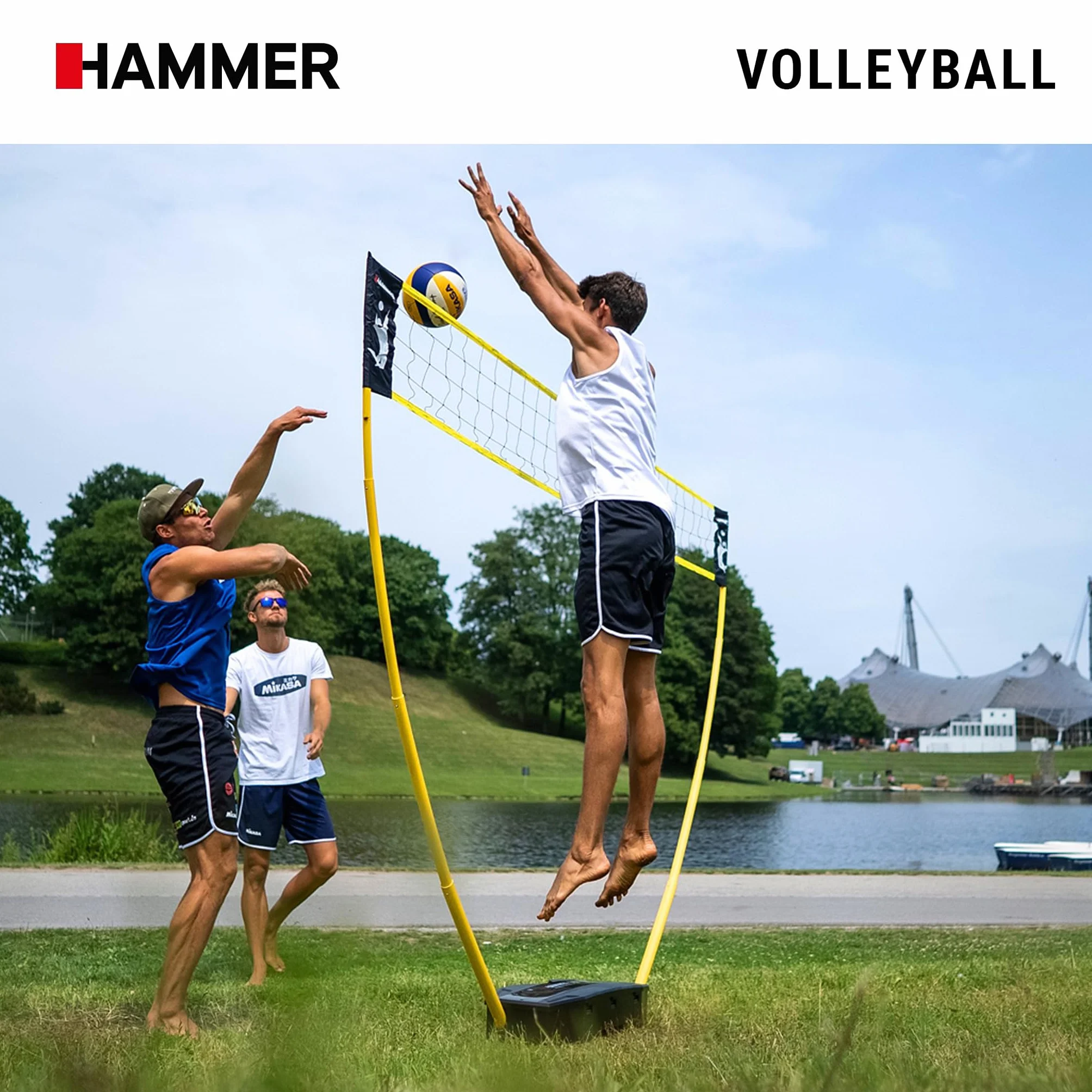 Hammer Set de Red 3 en 1 - Red Móvil de Voleibol, Bádminton y Tenis
