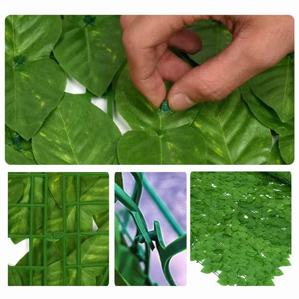 Hojas de Artificial para Jardín Seto Artificial Pared de privacidad de imitación, setos artificiales, valla y vid, bosque, hojas verdes, decoración para exteriores, decoración de jardín, protecci