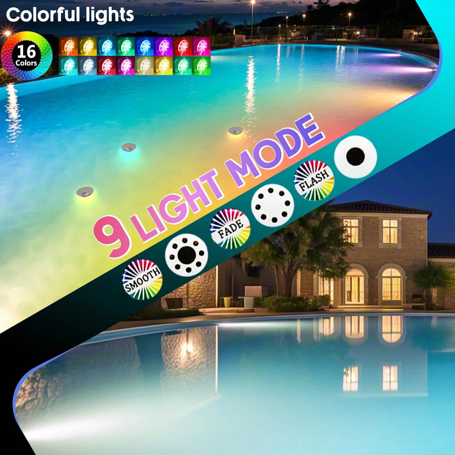 idyl light Lote de 4 lámparas sumergibles recargables para piscina con mando a distancia, impermeables, carga submarina, control de pilas con cambio de color, luces flotantes magnéticas para