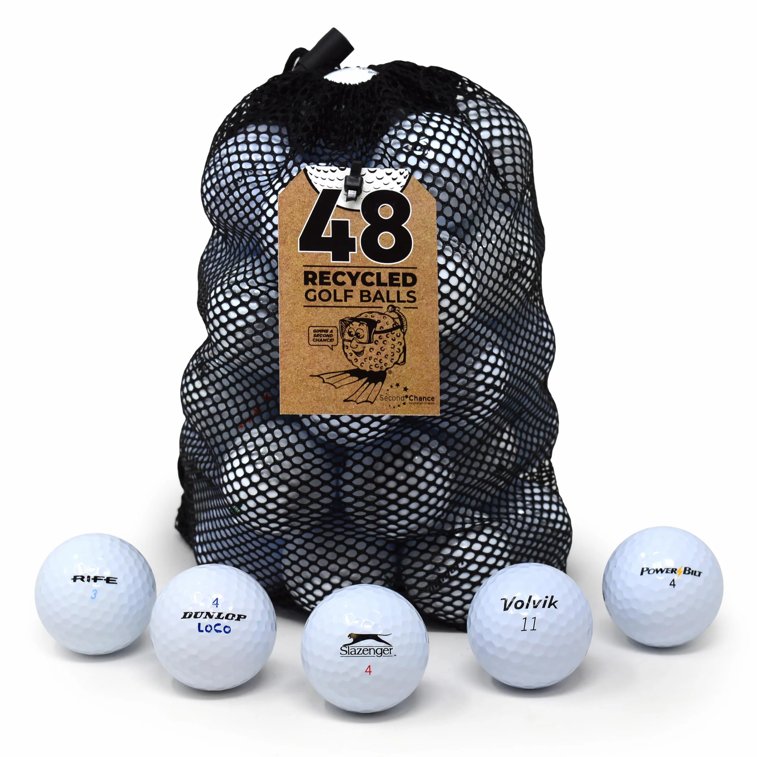 Pelotas de Golf Recicladas Grado A Blancas Second Chance Lakeballs Distancia Mixta