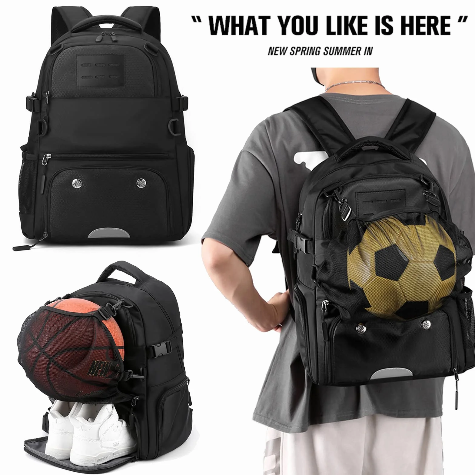 Mochila De Baloncesto con Bomba De Bola Manual y Cabina De Zapatos 15,6 Pulgadas