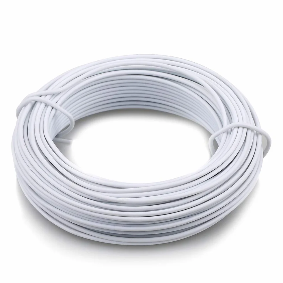 KINGLAKE Bobina de Alambre de jardín de 2 mm con Revestimiento de plástico, 20 m, Blanco
