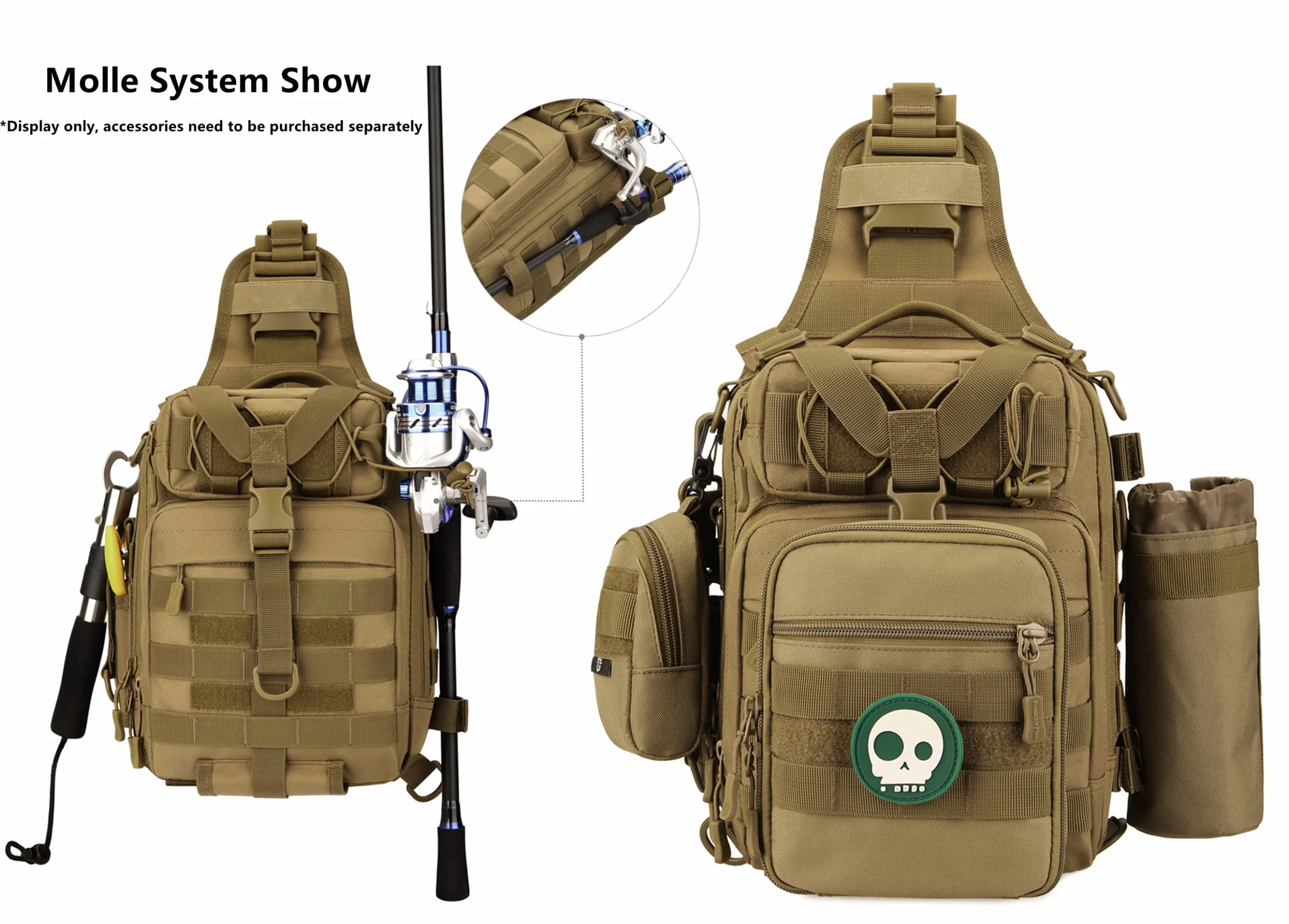 Gran Bolsa de Bandolera Impermeable Estilo Militar Táctico Nylon Molle