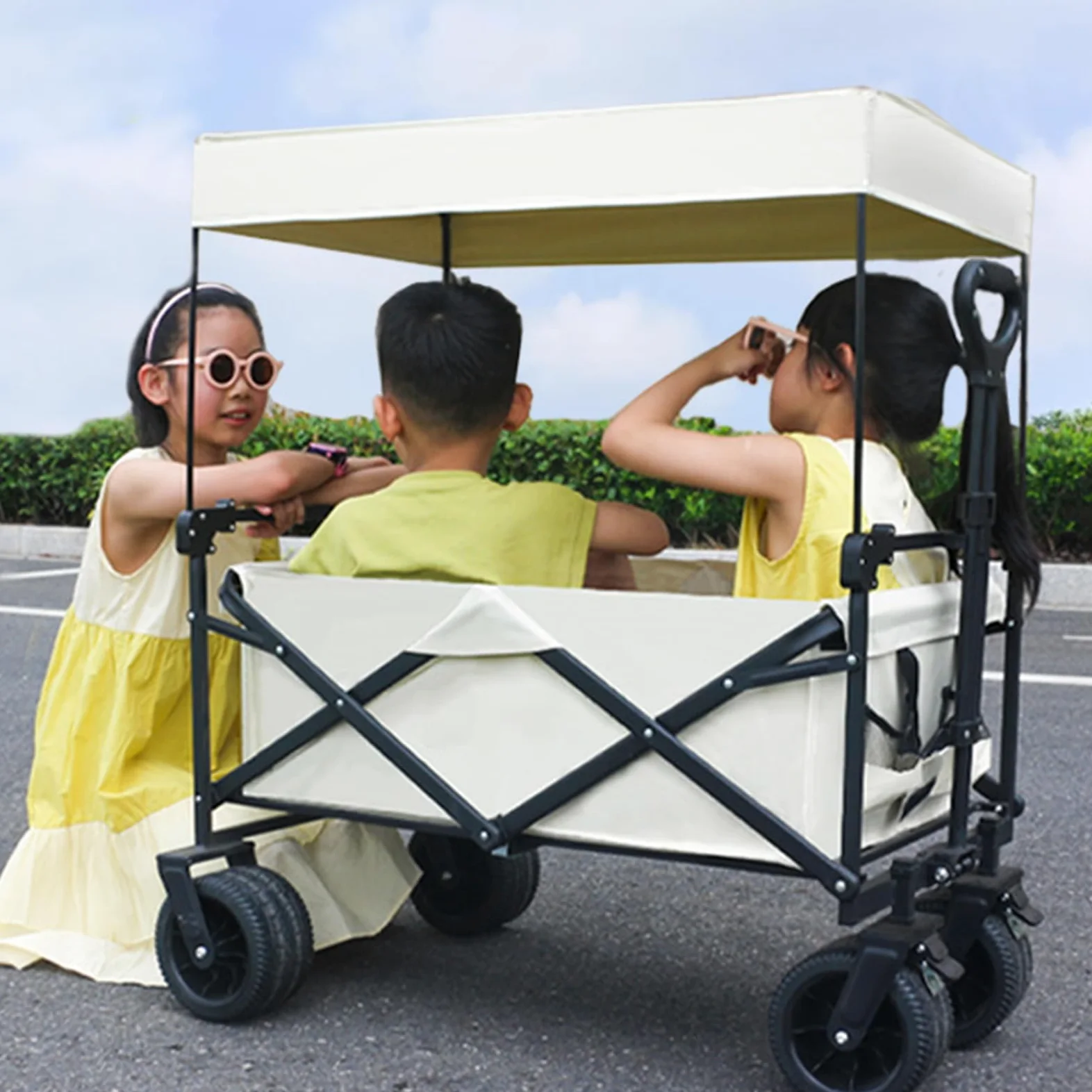Carro plegable con ruedas, protección solar, carro, toldo, toldo para camping al aire libre, carrito de playa, toldo