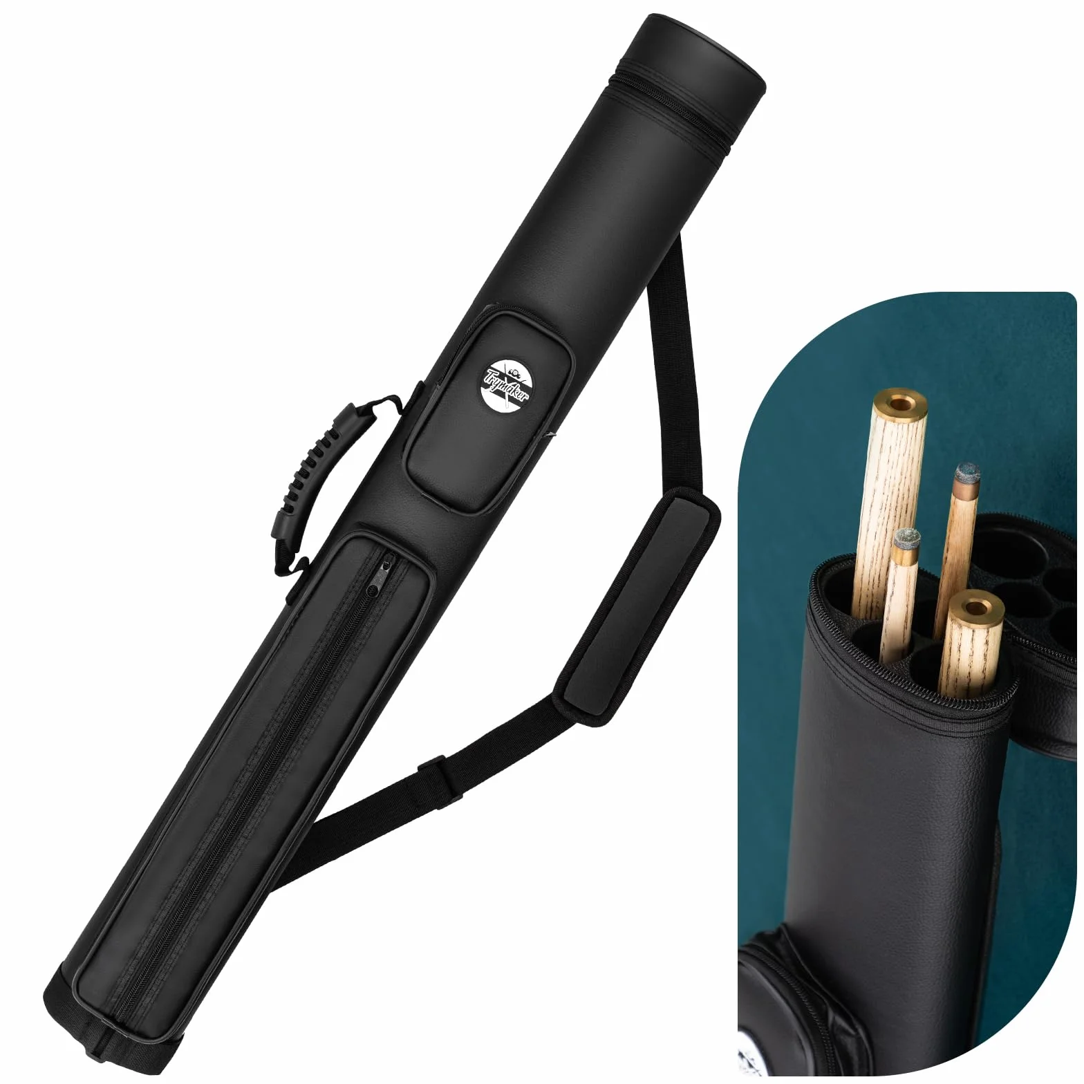Trymaker Estuche para tacos de billar 2x2 Bolsa rígida para 2 palos accesorios