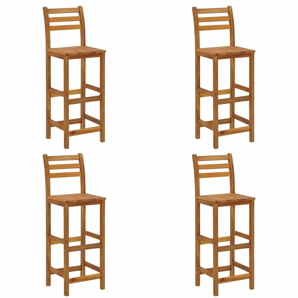 Willood Mesa y Taburetes Altos de Jardín 5 pzas, Juego de Muebles de Bar, Mesa Sillas Altas, Mesita Asientos Exterior, Madera Maciza Acacia
