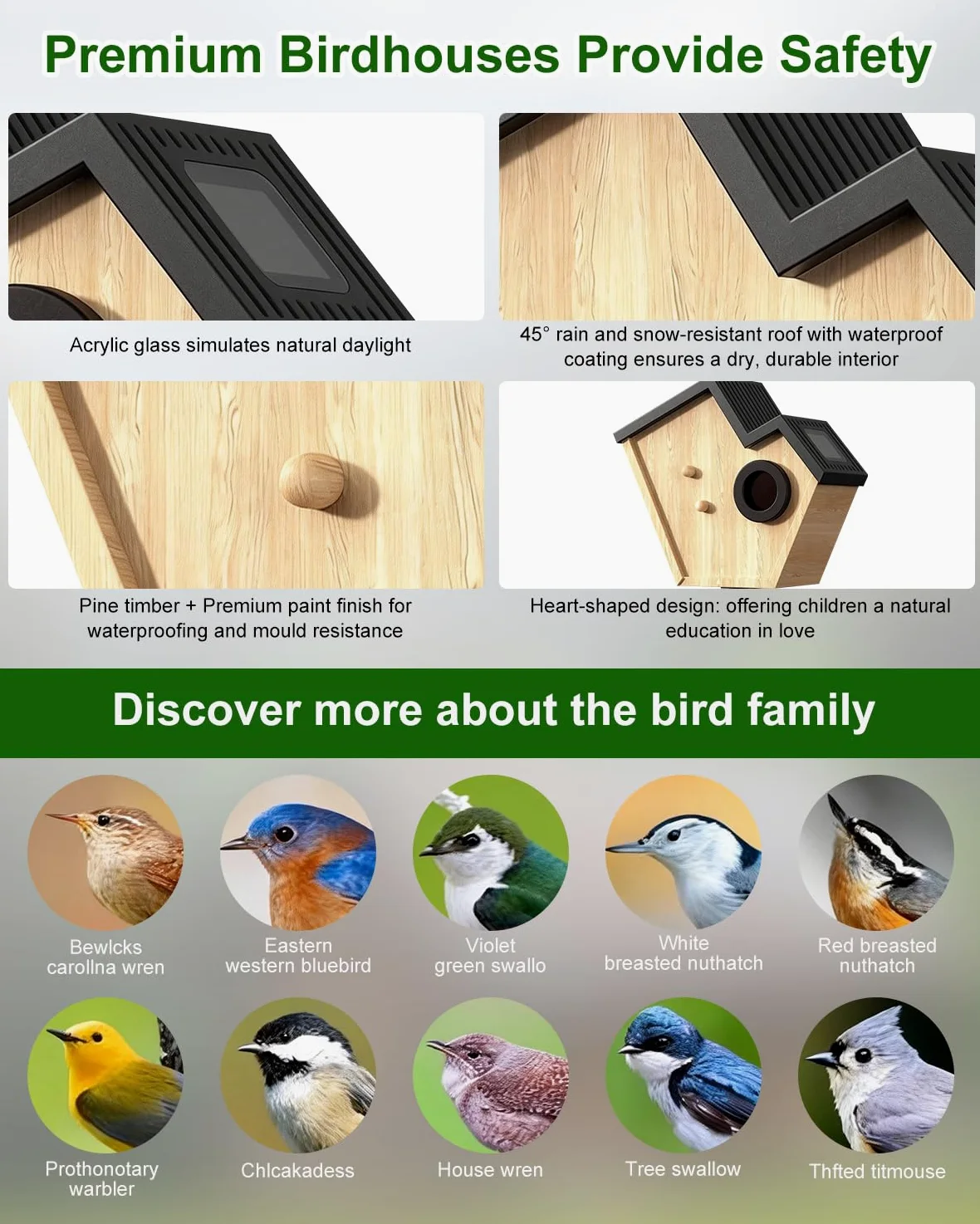 Caja nido con cámara HD alimentada por energía solar, Live Stream Al Detector de aves, observa la anidación y la eclosión, memoria en la nube y SD, entrada de 35 mm y protección IP65, idea de regalo