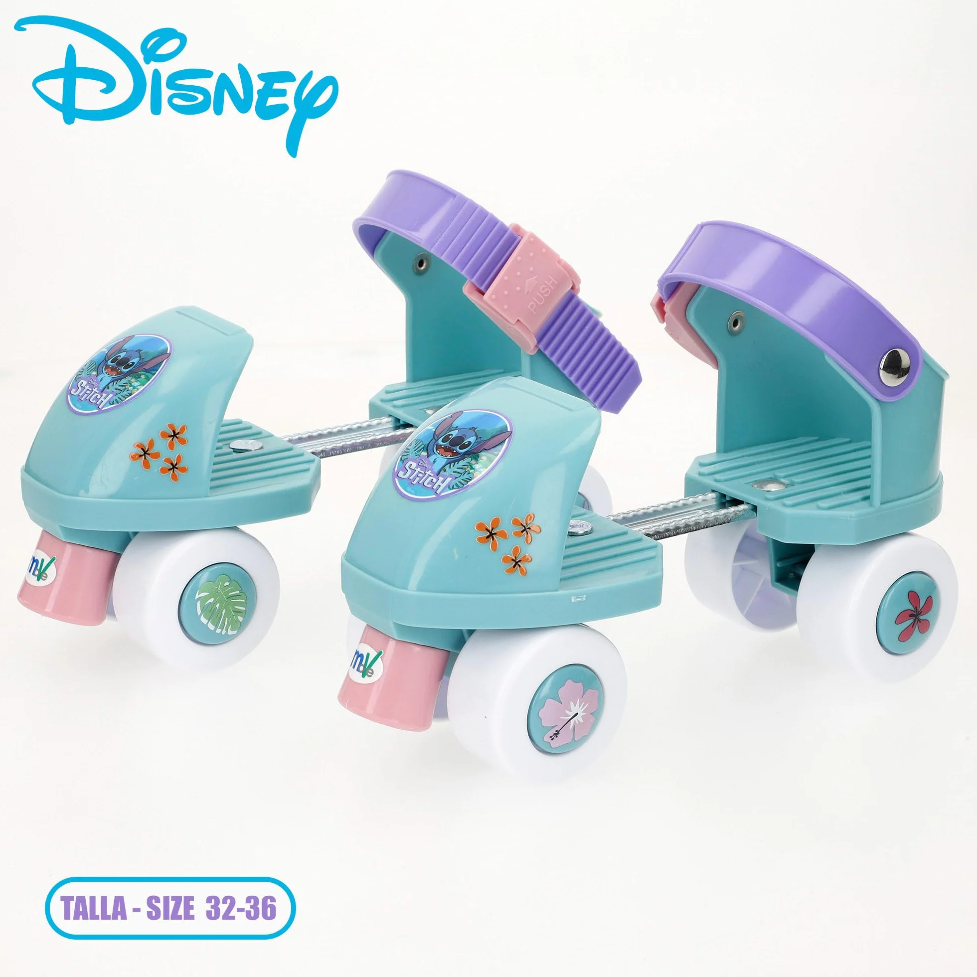 Disney Stitch Patines 4 Ruedas Talla 32-36 Máx. 20 kg Niños +3 años Ajustable Freno Delantero