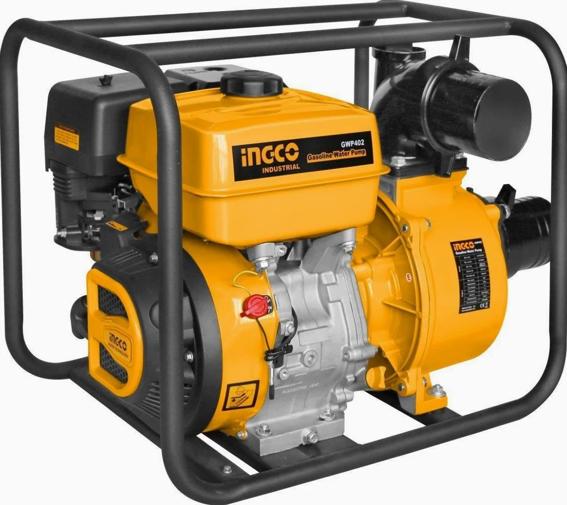 Ingco - Motobomba de Gasolina Gwp402 9 HP 90.000L/Min - Hierro Fundido - Above Ground - Plata