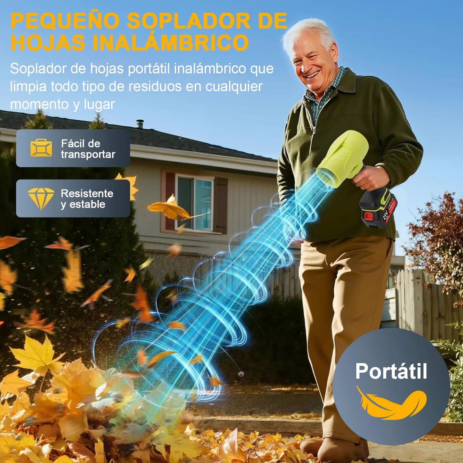 Soplador de Hojas Inalámbrico con Batería, 35000RPM Soplador Turbo Jet Blower, Súper Potente, con Baterías 1300mAh, Soplador de Chorro Turbo para Teclado de Ordenador, Coche, Al Aire Libre