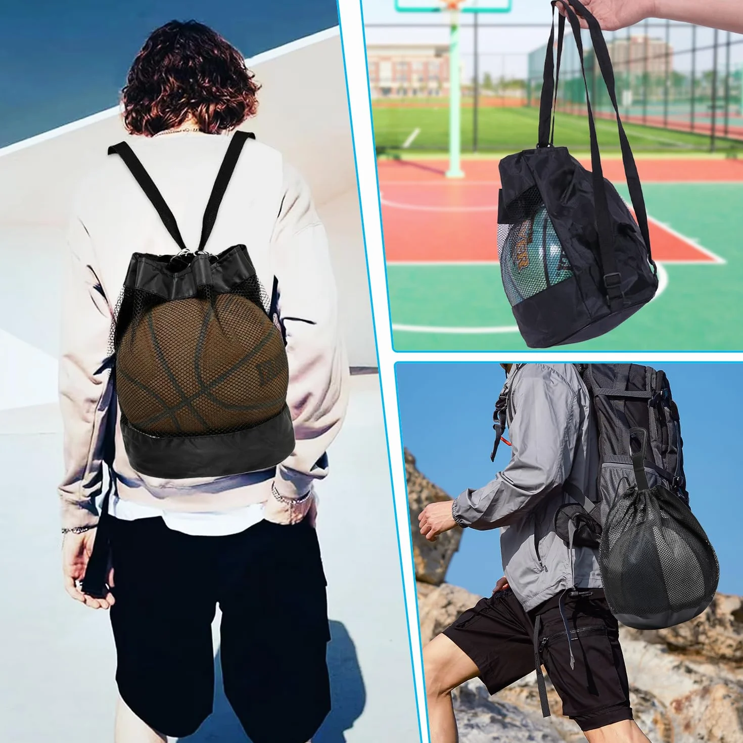 Red para baloncesto, voleibol, fútbol y tenis con bolsa portátil