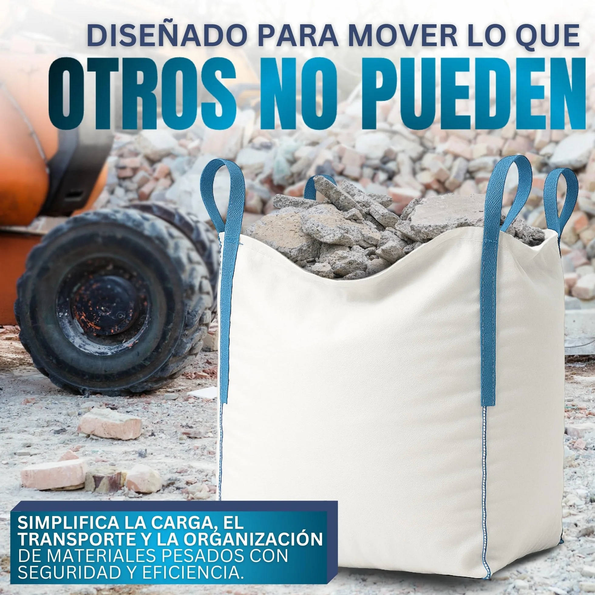 [x4 Sacos] Saco Big Bag 1000kg | Sacos Escombros Obra 80x80x90 cm | Big Bags Resistentes y Reutilizables para Jardín, Arena, Grava, Leña y Sacas 1000kg para Reparto