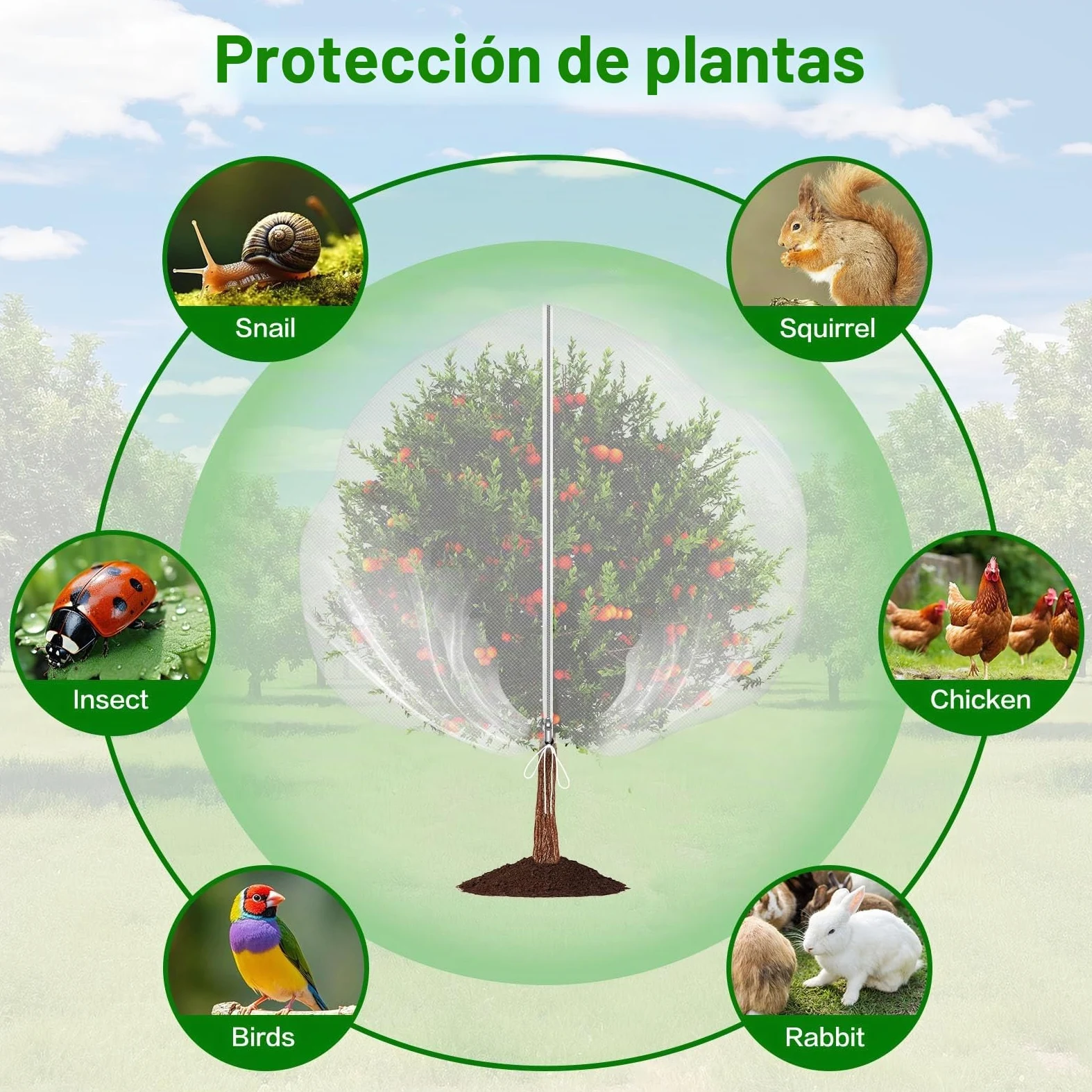 Bolsas de Red de jardín Mallas para arboles frutales 2 Pieza Malla plastico Jardin con Cremallera y cordón Red para Plantas Vegetal (3m×4m, Blanco)
