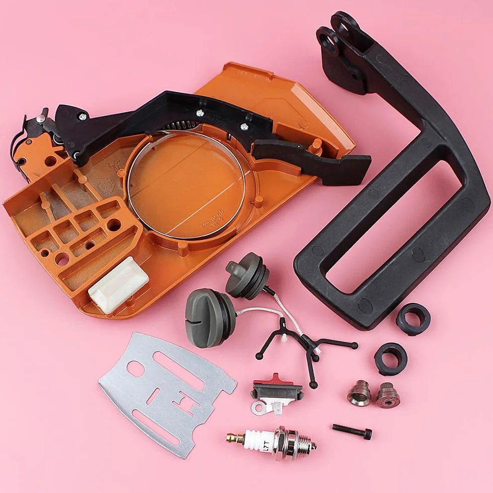 Herramientas Kit de placa de barra de cubierta de embrague lateral de freno para Husqvarna 266 268 272 61 66 motosierra 5037366-01, 503 73 66-01 w tapa de aceite de combustible accesorios