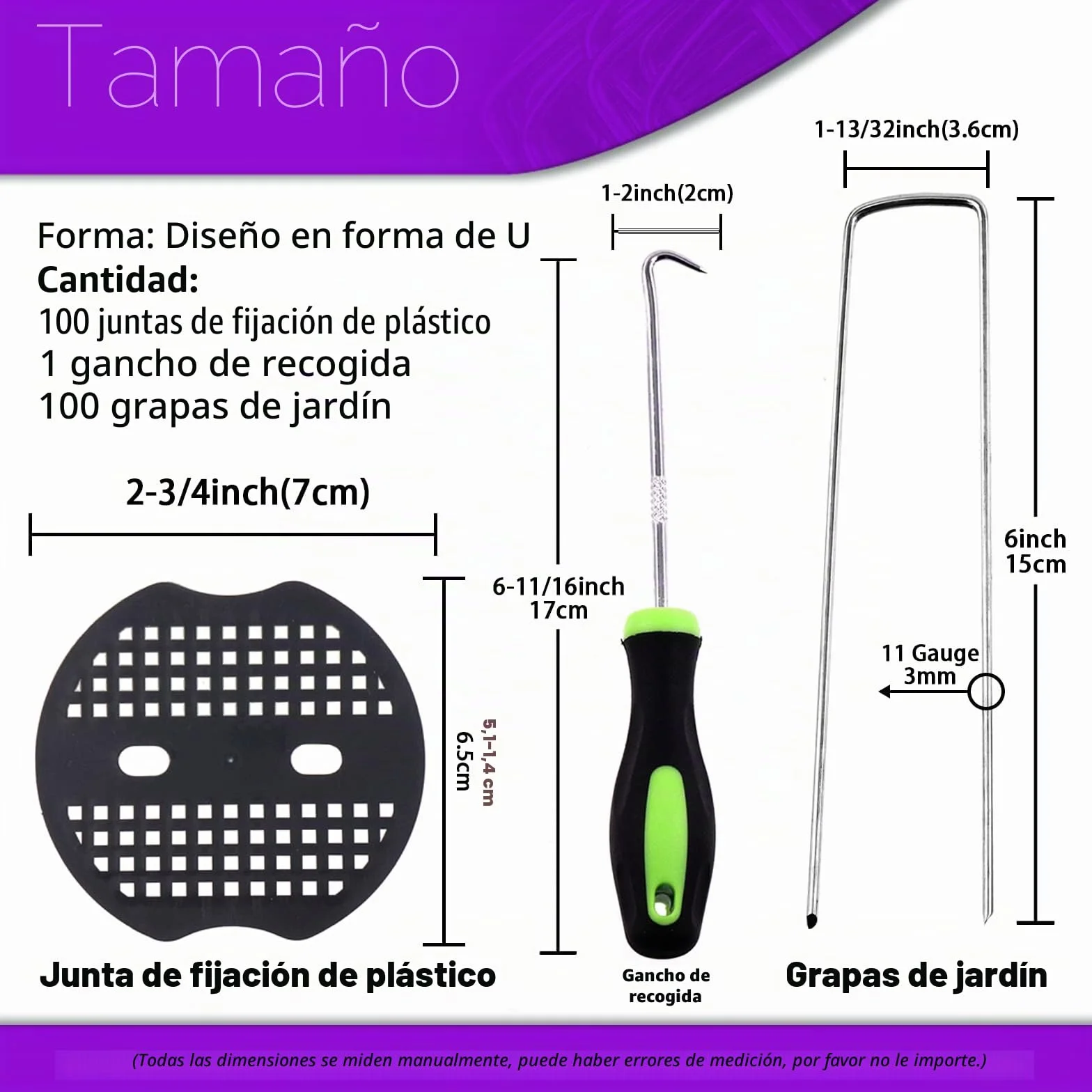 Swpeet 201 Piezas de Picas de jardín en Forma de U para Paisaje y Clavos de fijación de plástico con Gancho para púa, Grapas para Jardines y paisajes para Tubos (201)