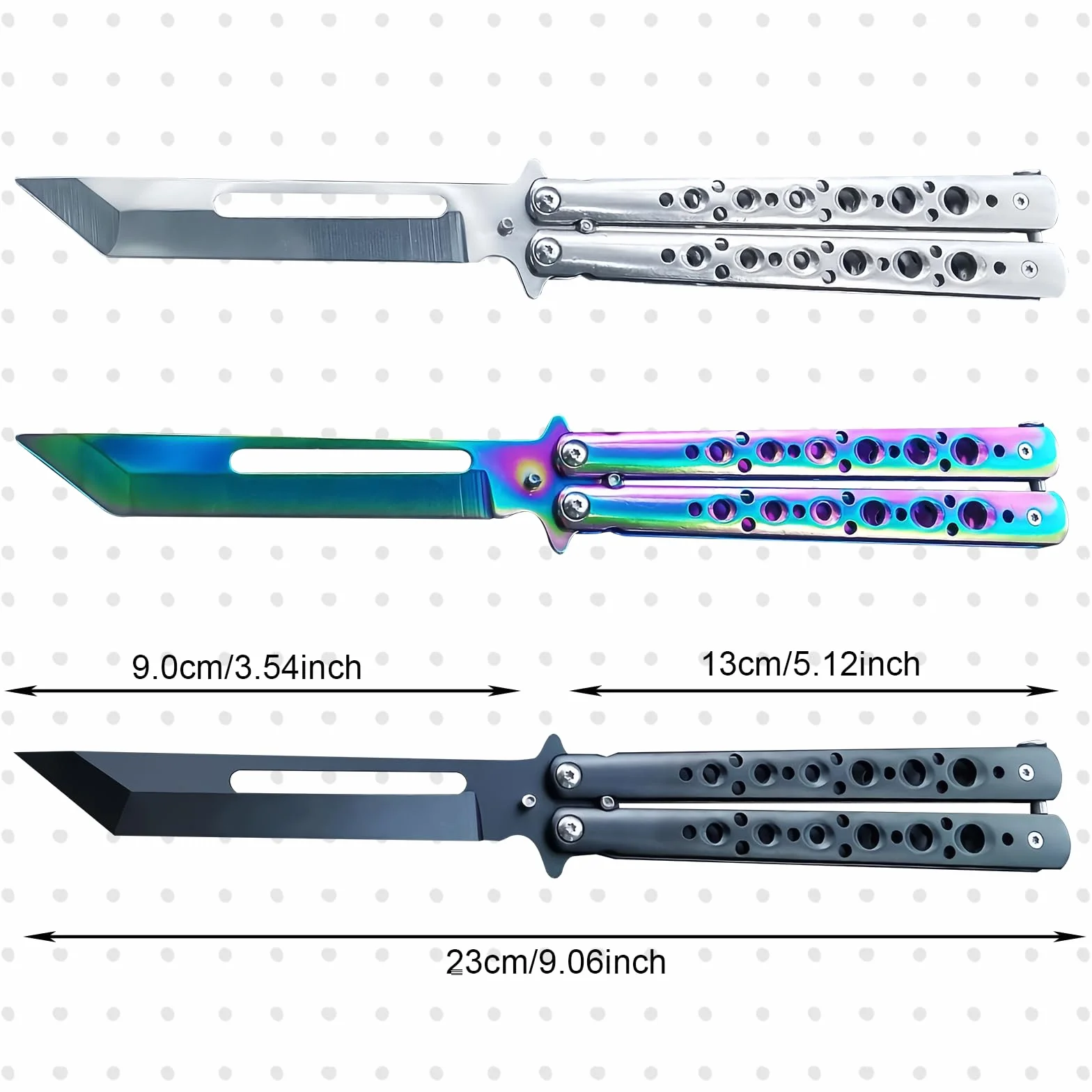 Navajas de Mariposa de Acero Inoxidable para Practicar, Cuchillo de Flipping para Principiantes (Negro)