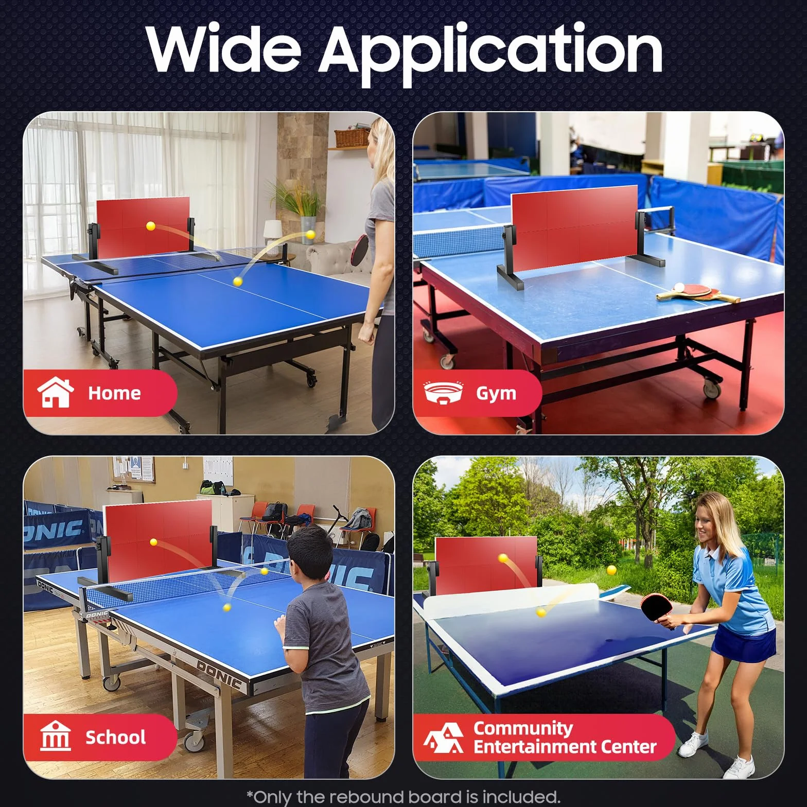 Tabla de rebote de ping pong con 8 gomas rojas, equipo de autoentrenamiento para hogar y gimnasio