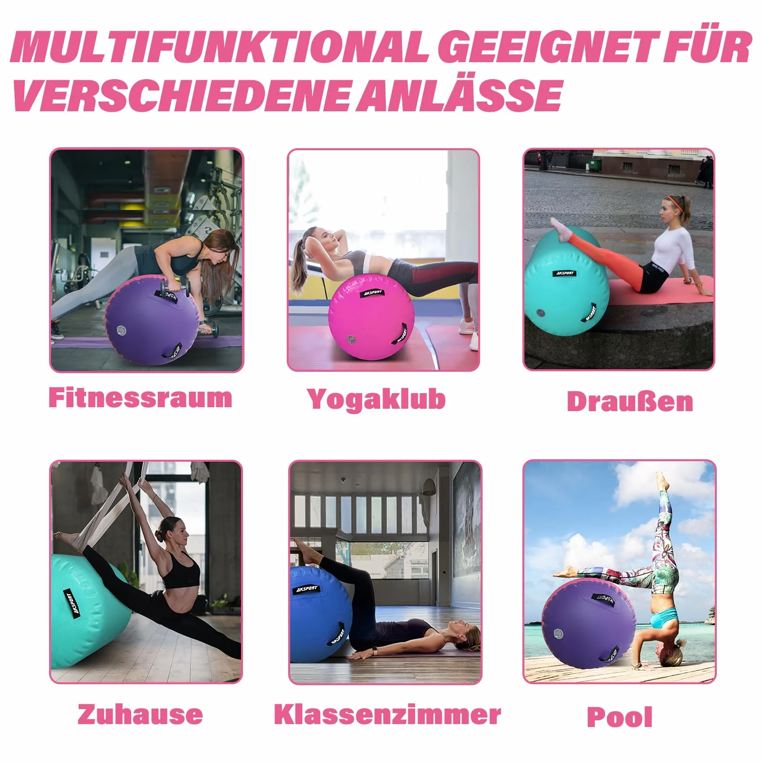 AKSPORT Inflatable Air Roller Yoga Barrel with Air Pump for Gymnastics Tumbling