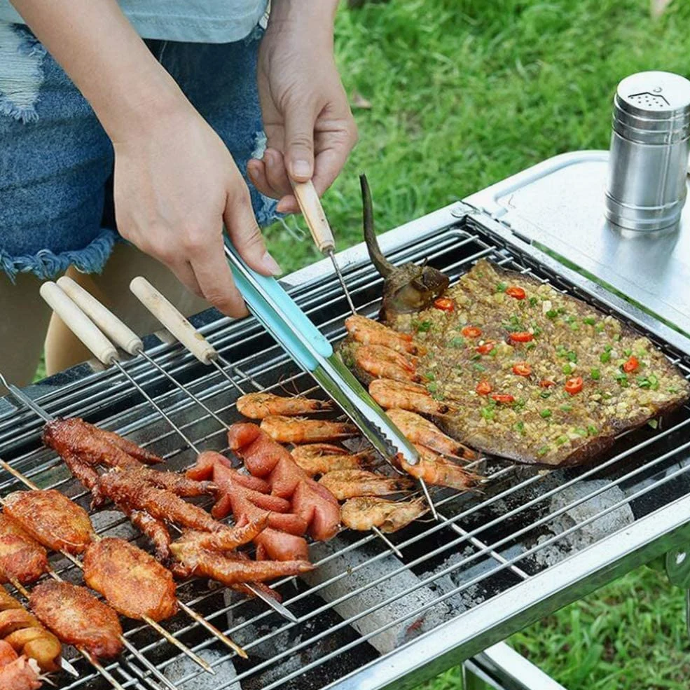 Pinzas de barbacoa de acero inoxidable estilo coreano, clip de parrilla de cocina resistente al calor para cocinar y servir fácilmente, práctica herramienta de barbacoa para asar perfectamente