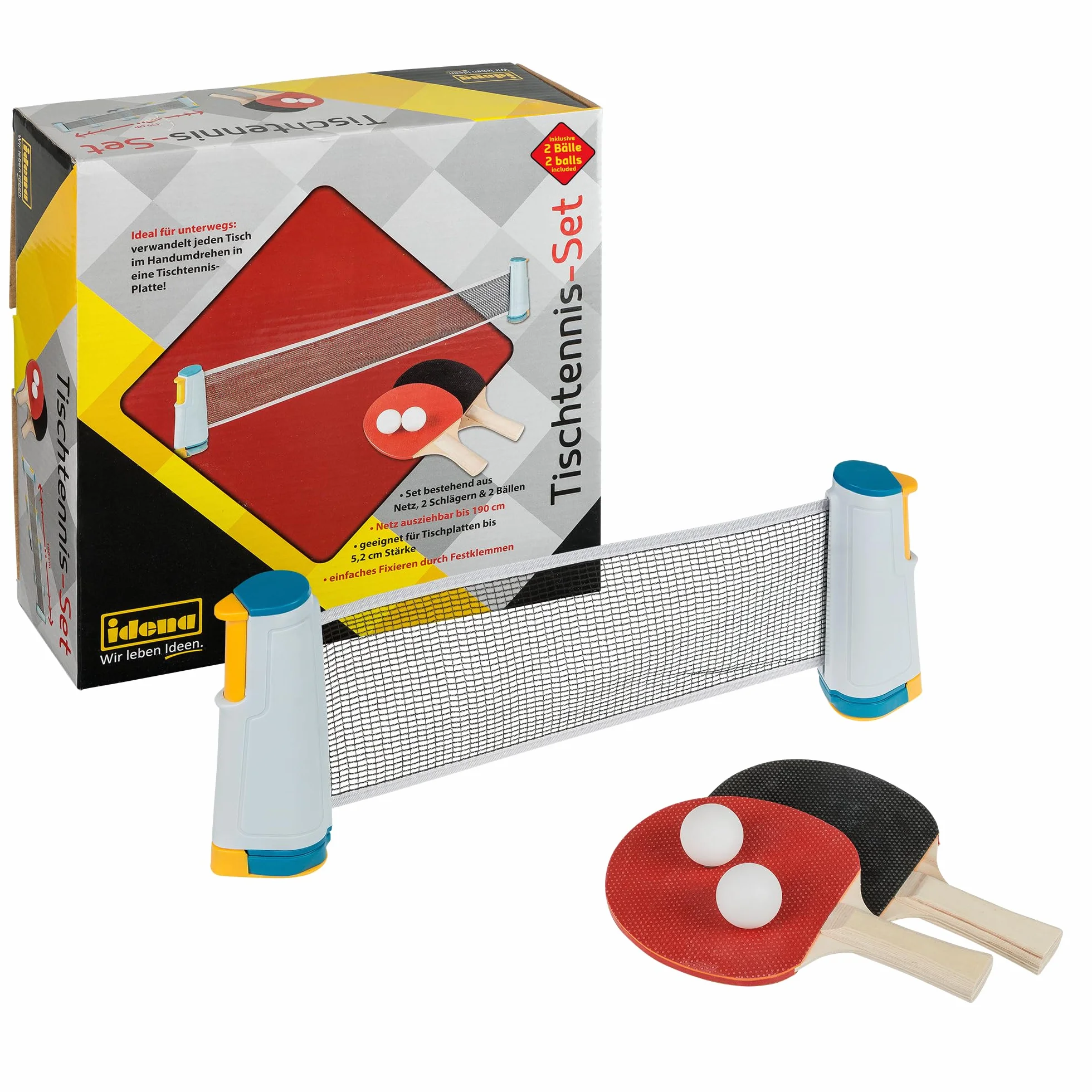 Idena Set de Tenis Red Palas Dos Pelotas Big Set Berlin 40204-1 Multicolor