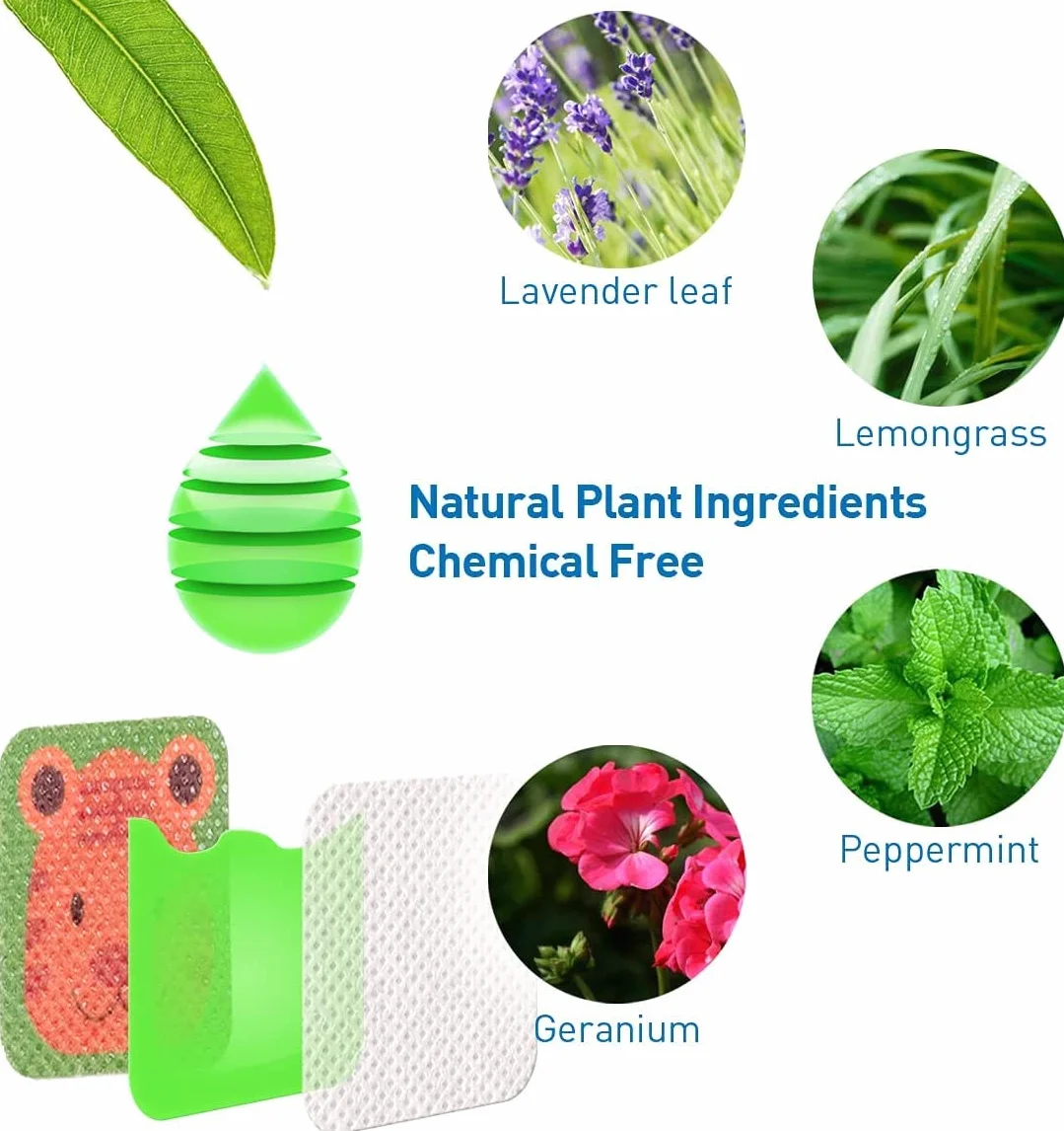 Parche Repelente de Mosquitos, Pegatinas Antimosquitos Niños, niños, Adulto - Exterior & Interior 72 Horas de protección efectiva ，Previene Las Picaduras de Plagas, 60 Pegatinas