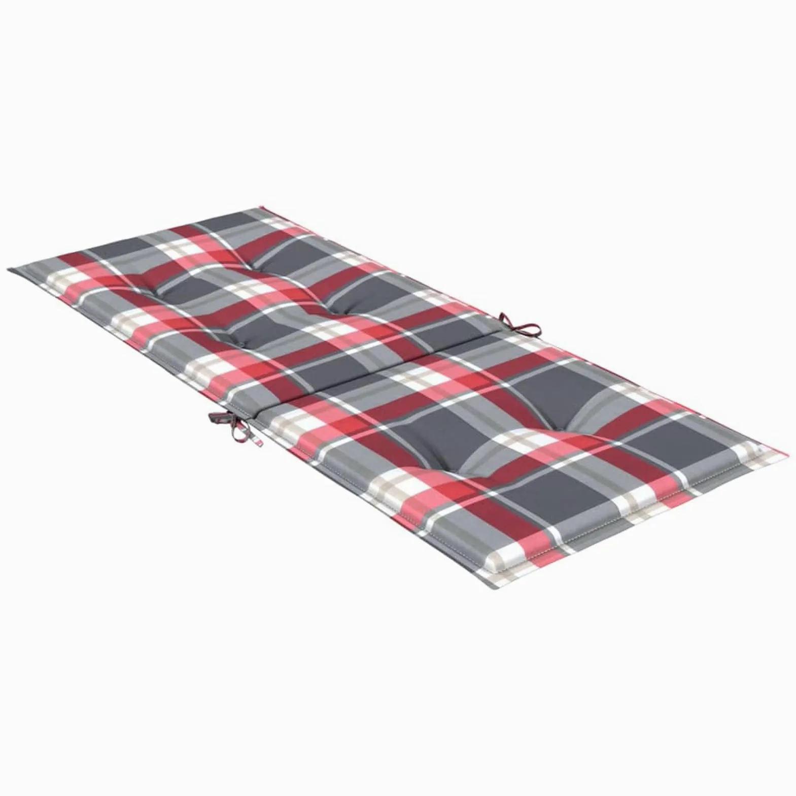 LAPOOH Cojín Silla jardín Respaldo Alto 4 uds Cuadros Rojo 120x50x3 cm, Cojines para Butacas De Jardin, Cojines Sillas Cocina, Cojines para Sillas De Terraza, Cojin Silla Exterior