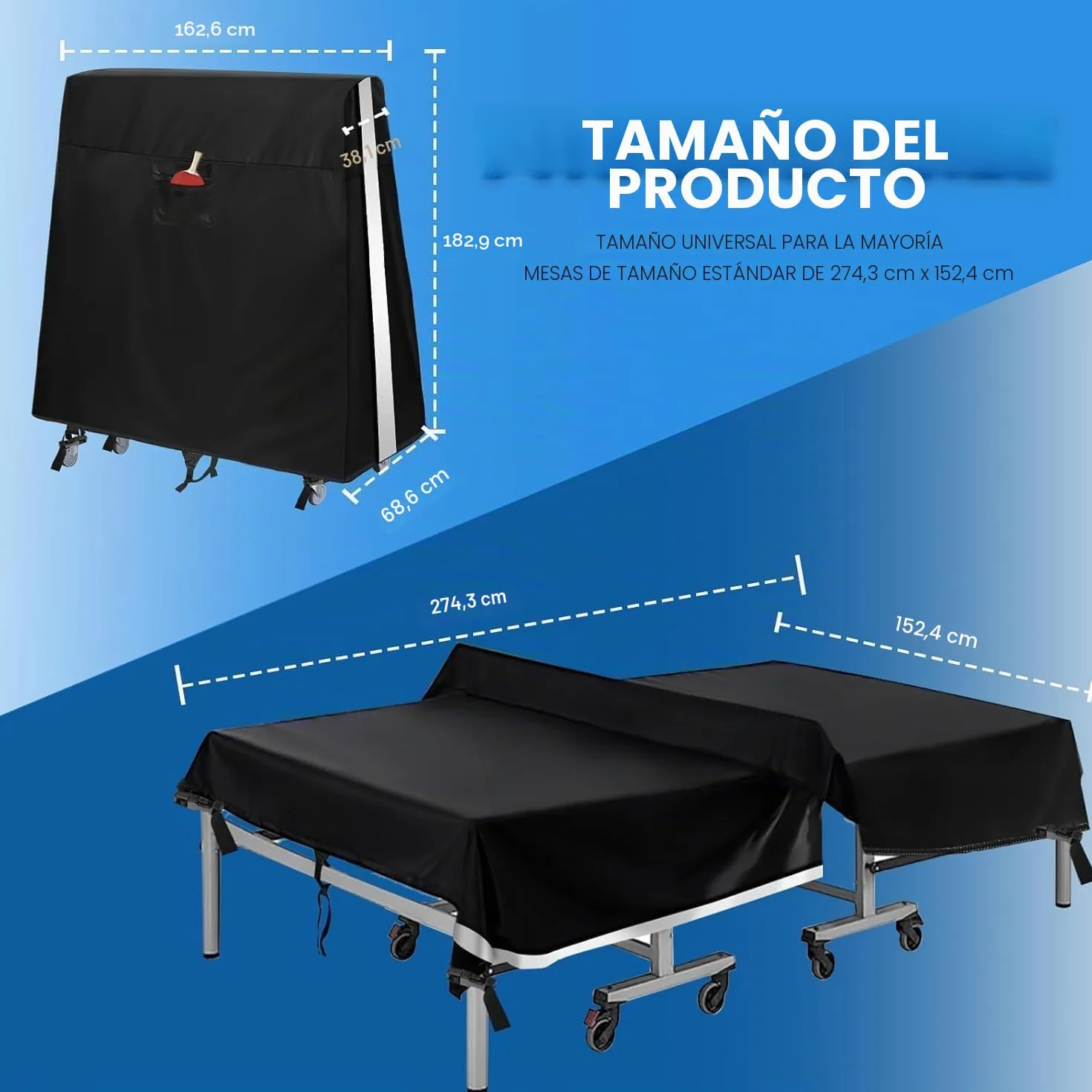 NEVERLAND Funda Mesa Ping Pong Exterior Oxford Impermeable 165x70x185 cm