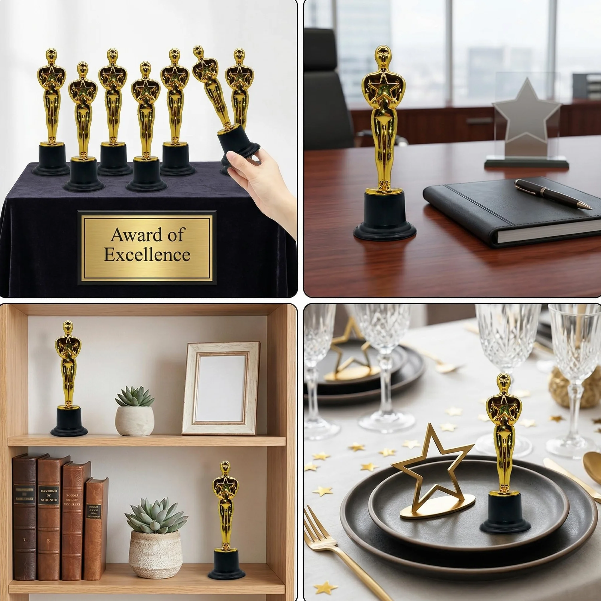 Cinturón de Seguridad para Silla Alta – 8 Trofeos de Plástico Dorado para Fiestas, Celebraciones y Premios