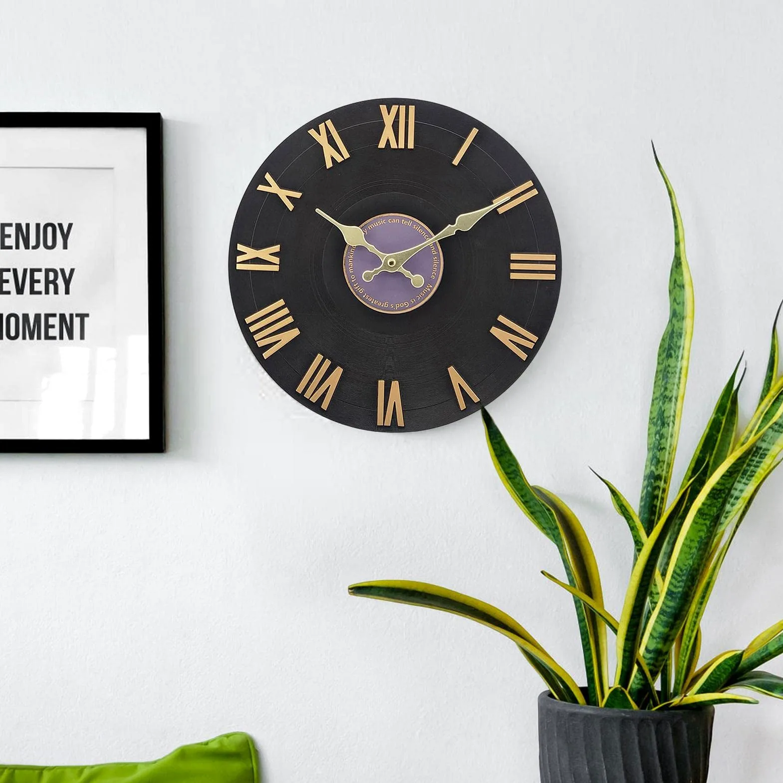 Reloj de Exterior Resistente al Agua con Números Romanos, Redondo y Silencioso para Patio, Cocina, Baño