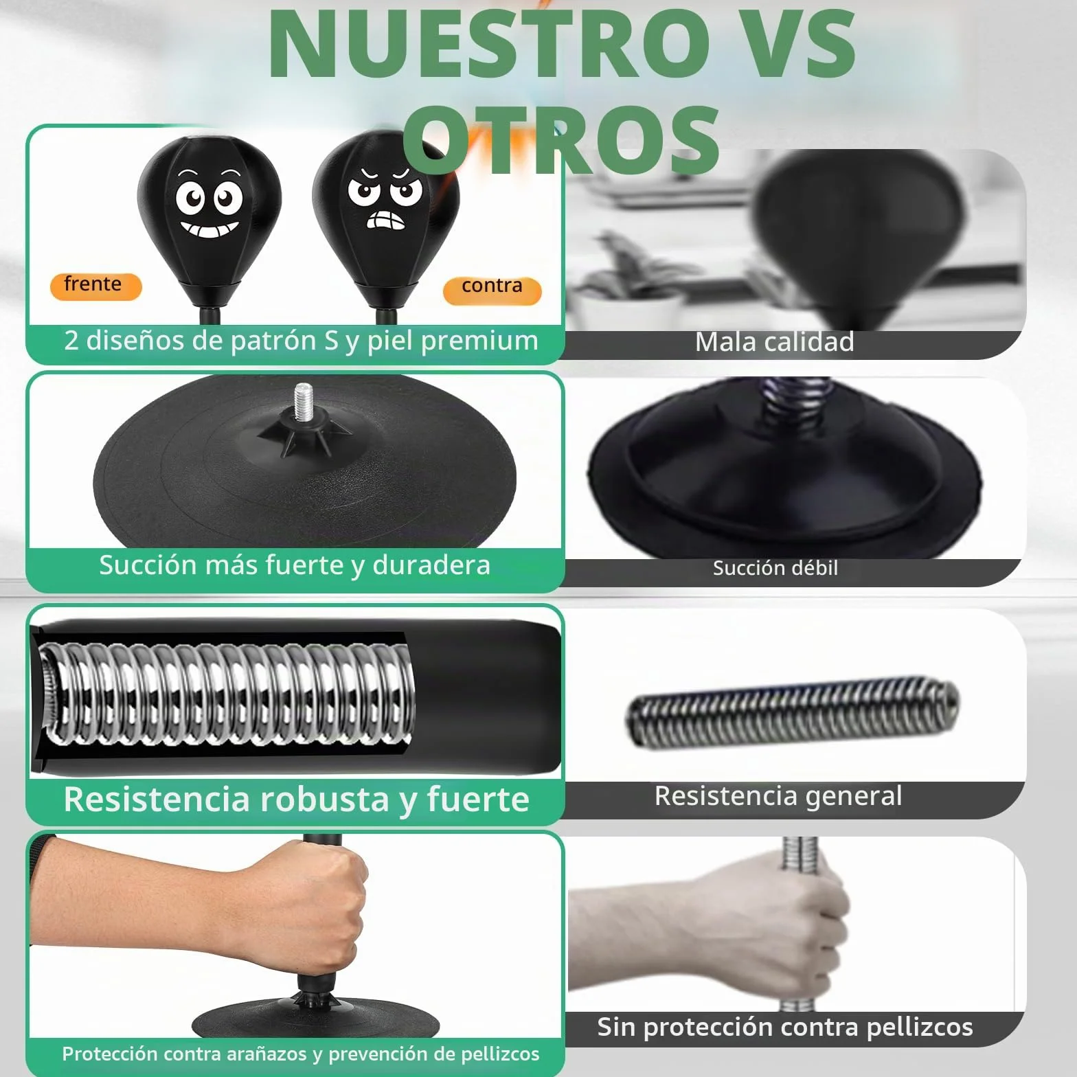 YORWHIN Saco de Boxeo de Escritorio con Ventosa, Punching Ball Resorte Reforzado, Mini Pelota Antiestrés