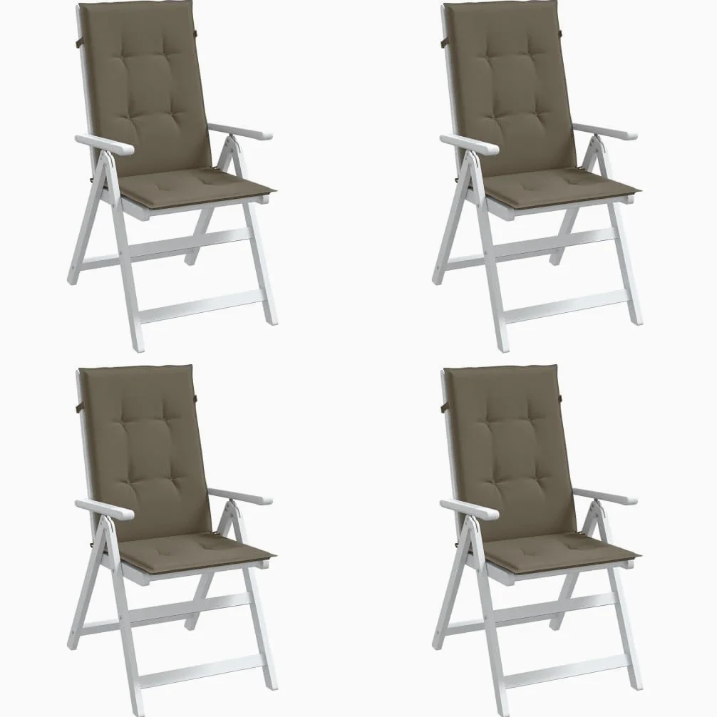 ShGaxin Cojines Silla Respaldo Alto 4 uds Tela Taupe Melange 120x50x4cm, Cojines para Butacas De Jardin, Cojines Sillas Cocina, Cojines para Sillas De Terraza, Cojin Silla Exterior - 4002437