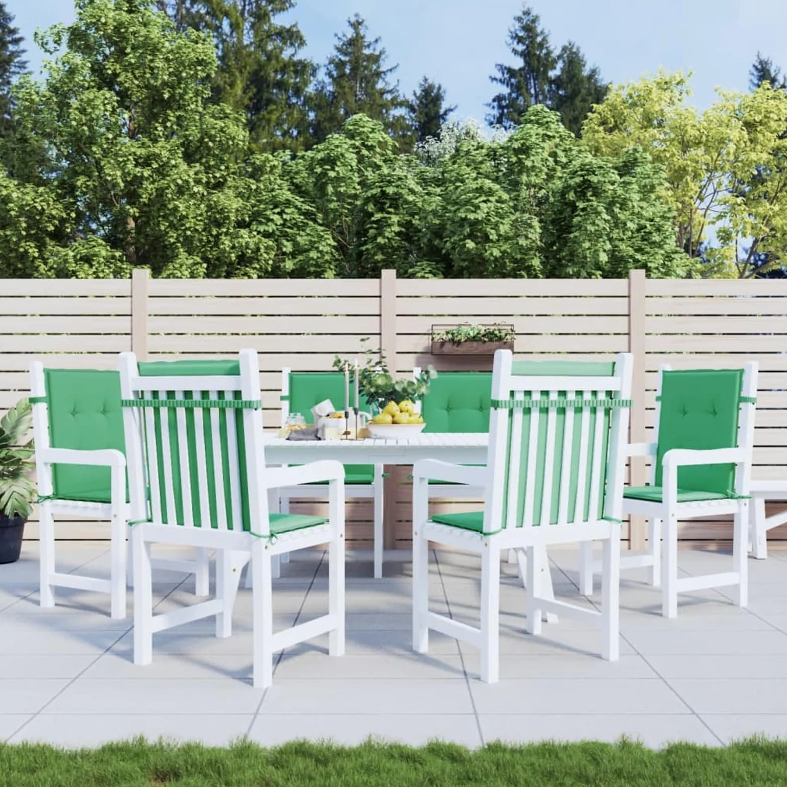 Cojín Silla jardín Respaldo bajo 6 uds Tela Oxford Verde, Cojines para Butacas De Jardin, Cojines Sillas Cocina, Cojines para Sillas De Terraza, Cojin Silla Exterior