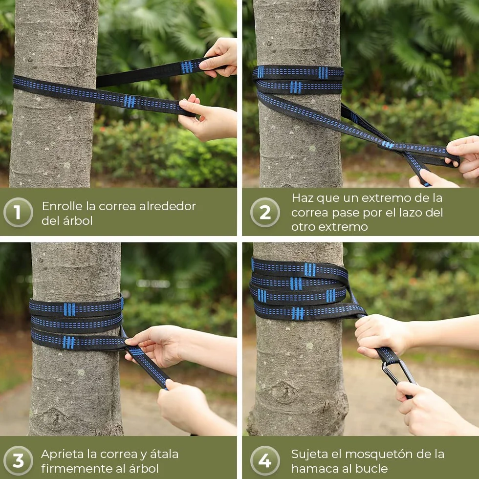 Glymnis Hamaca Ultraligera de Nailon, 300 kg de Capacidad de Carga, 275 x 140 cm, 2 Correas de Nailon y 2 Mosquetones, Hamacas Colgantes para Acampada de Viaje al Aire Libre y Jardín