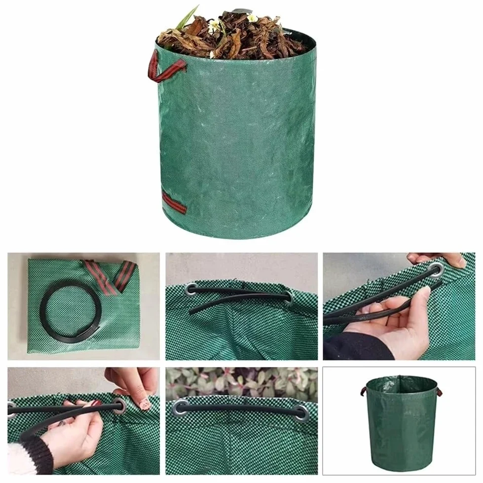 Bolsa para residuos de jardín, saco hojas reutilizable, contenedor basura para malas hierbas Bolsa para hojas