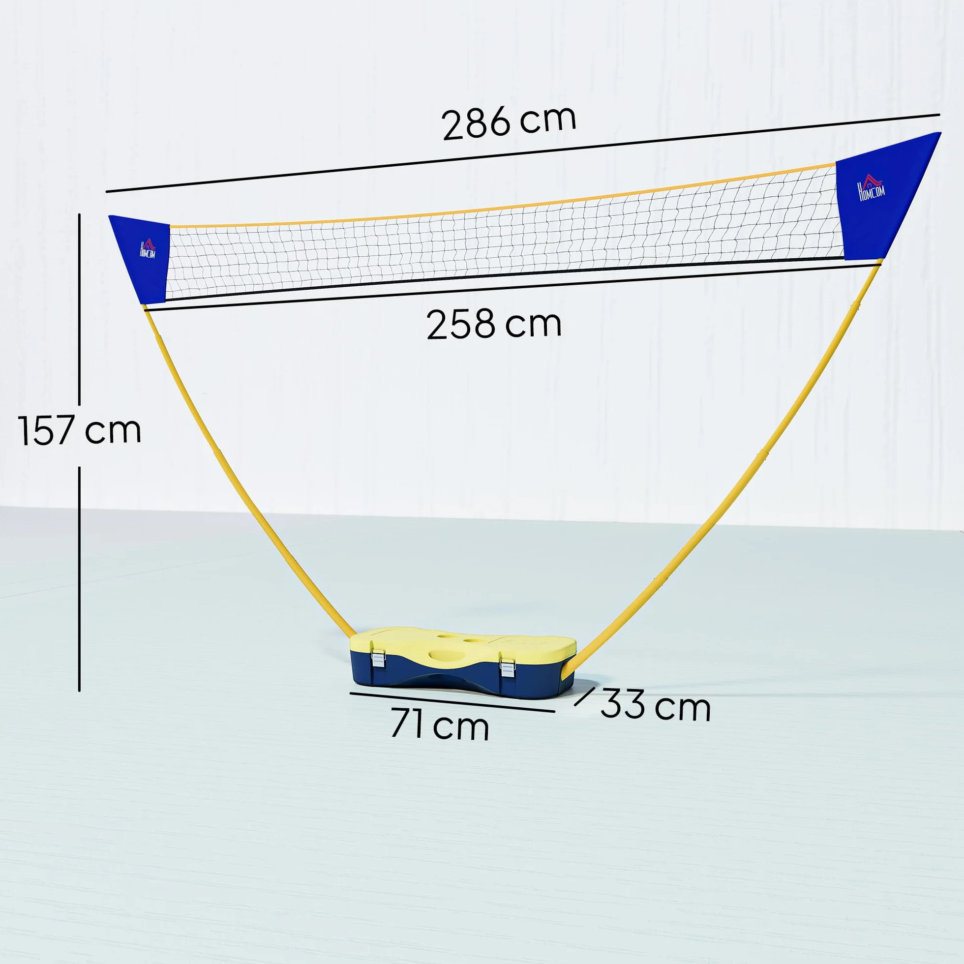 HOMCOM Red de bádminton portátil con Soporte, 4 Raquetas, 286x33x157 cm
