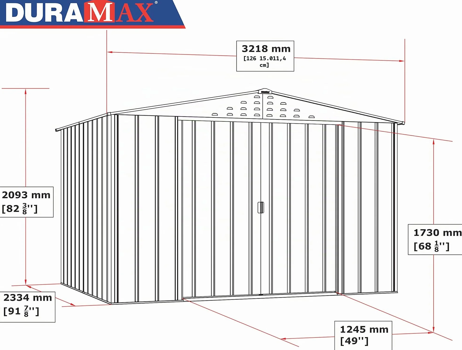 Duramax - caseta cobertizo jardín - TOP HERCULES 10x8 - Metal - color imitación madera