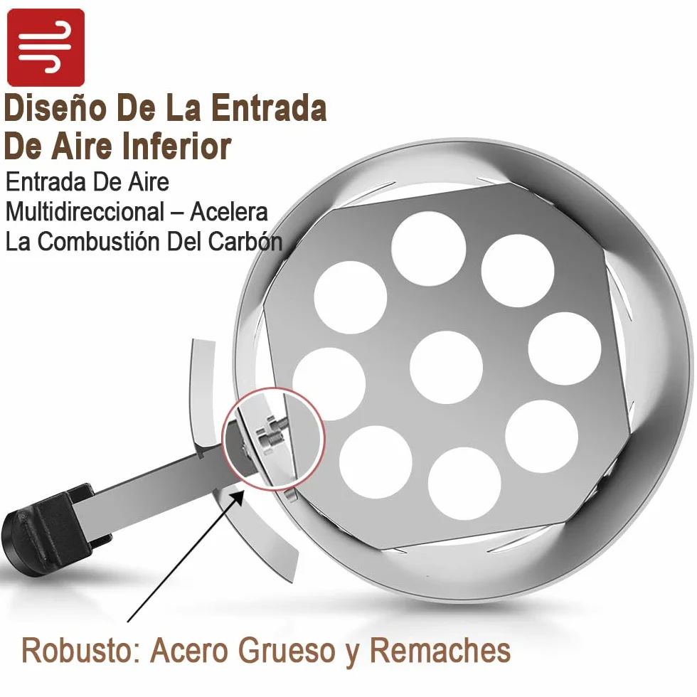 BEAU JARDIN Encendedor de carbón para Barbacoa para encender la Parrilla Arrancador Chimenea Chimenea de 28 x 18 cm Plata Chimenea de Encendido de Encendido Parrilla de Barbacoa Encendedor
