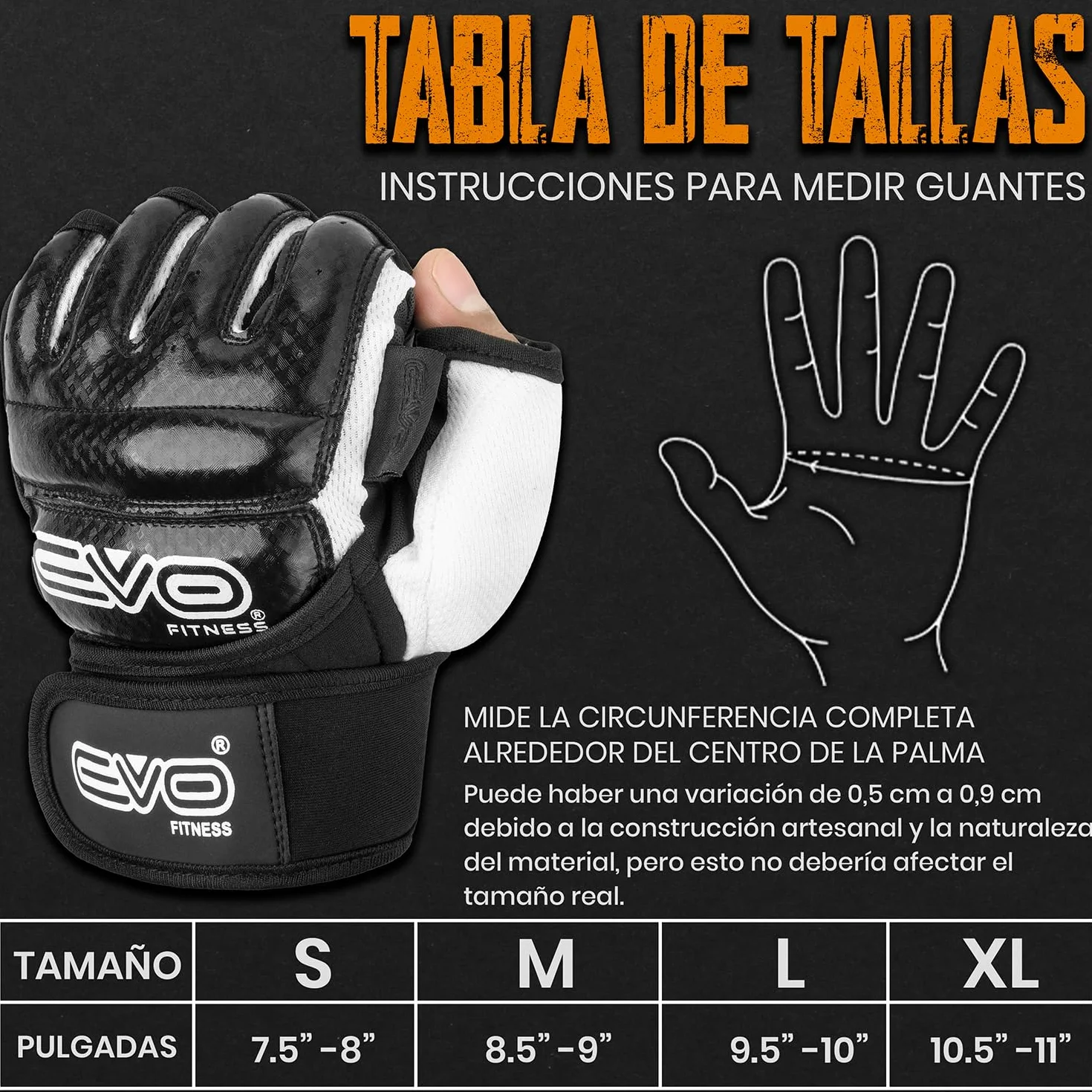 EVO Fitness Guantes MMA Muay Thai Gel Kickboxing Grappling Sparring Training Boxeo Artes Marciales Saco