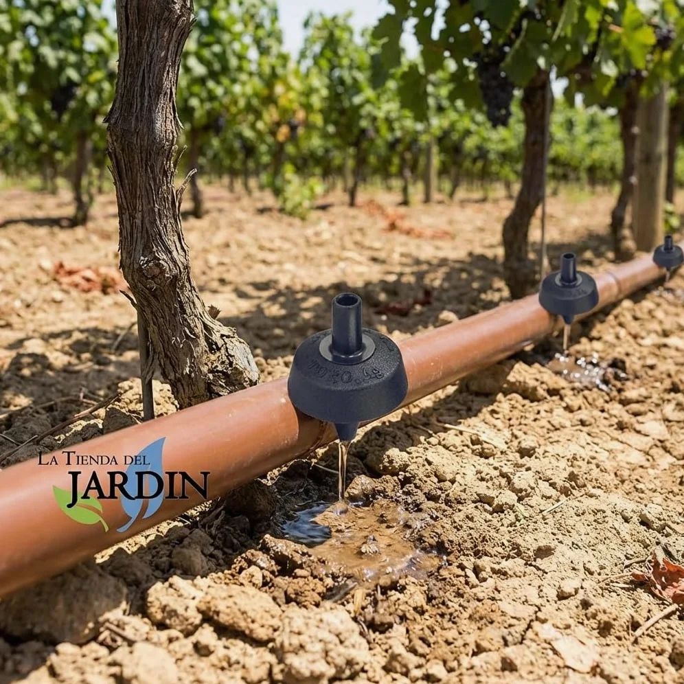 Suinga. 500 x GOTERO AUTOCOMPENSANTE y ANTIDRENANTE 4 litros por hora. Gotero para riego agricola, se conecta a la tubería de riego 16 a 32mm o al microtubo 4,5 x 6,5mm.