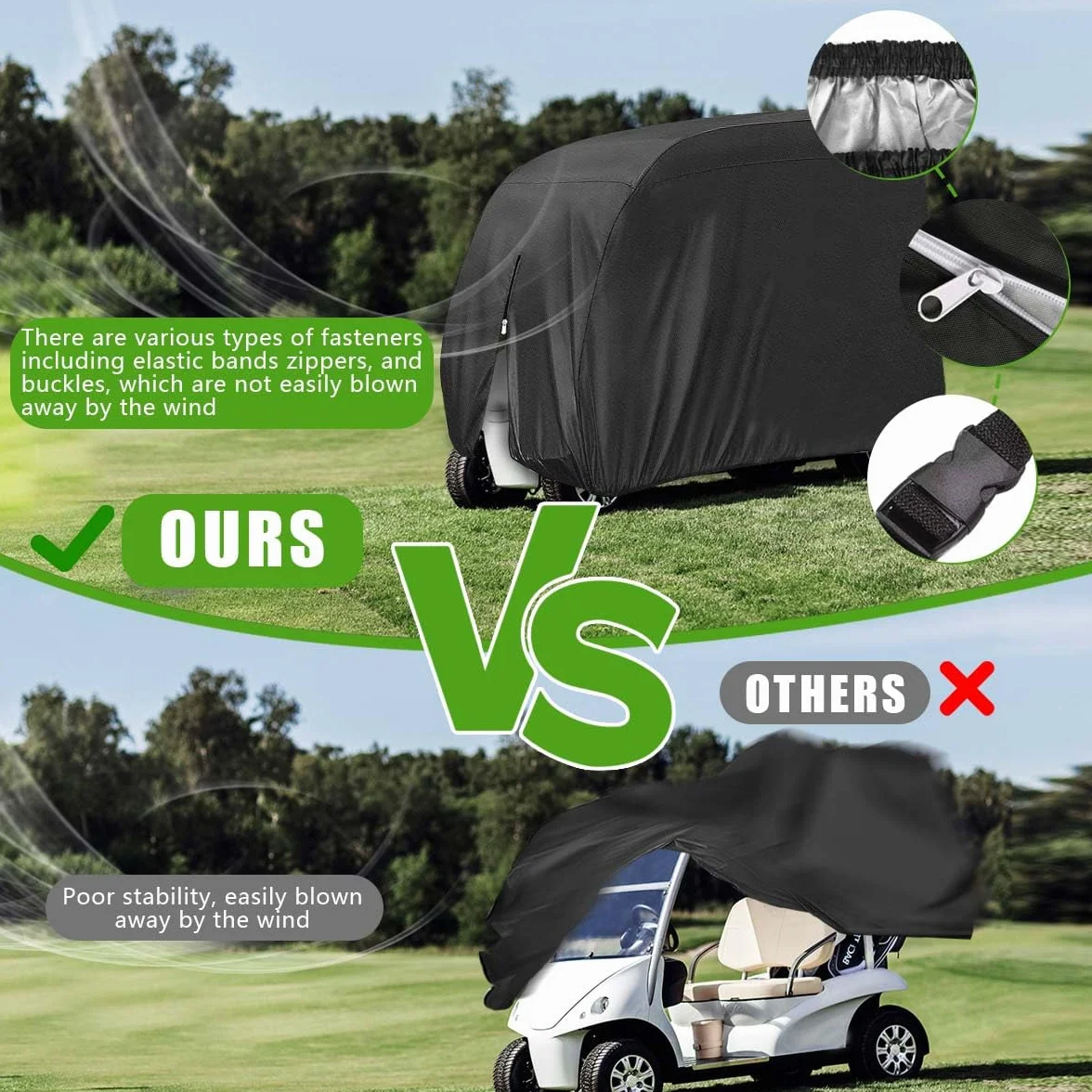 KISEER cubierta impermeable 400D para carrito de golf EZ GO Club Car Yamaha, a prueba de polvo (negro)