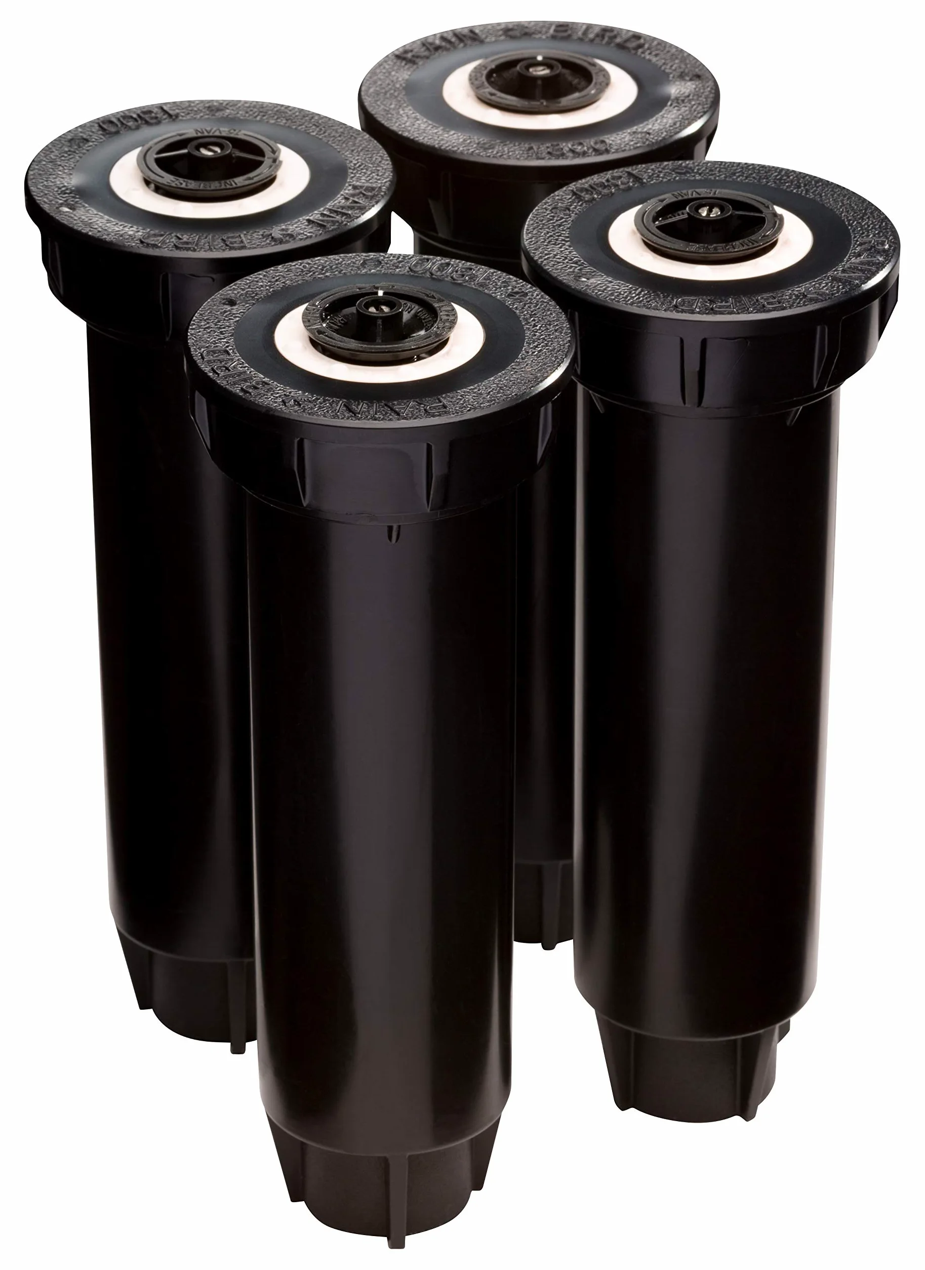 Rain Bird 1804AP4PK - Aspersor desplegable Profesional, patrón Ajustable de 0° a 360°, Distancia de pulverización de 8 a 15 pies, Altura emergente de 4 Pulgadas, Paquete de 4, Color Negro