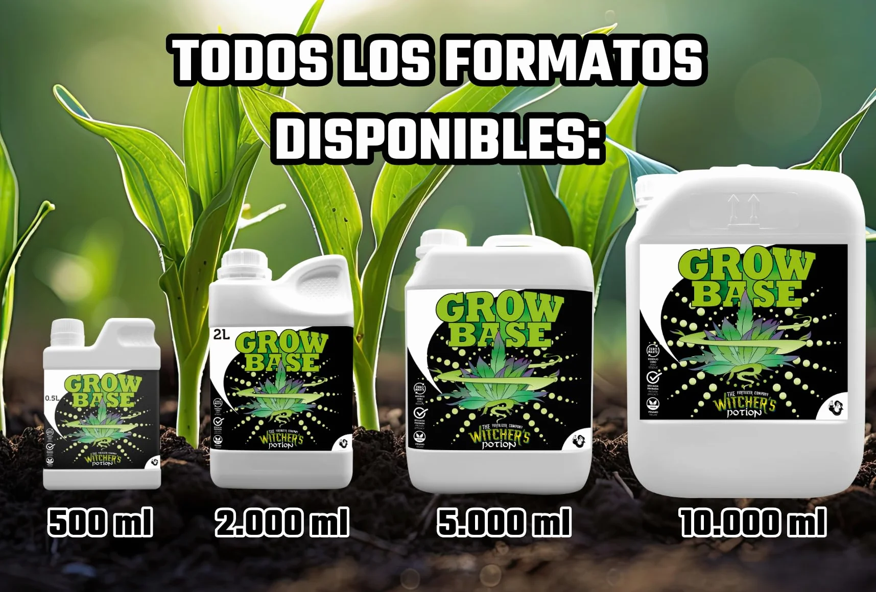 GROW BASE - Witcher's Potion "Cannaboom" (500ml) | Fertilizante Mineral NPK 4-2-4 para Crecimiento Vegetativo | Plantas Verdes, Sanas y Rápidas con Micronutrientes Quelatados